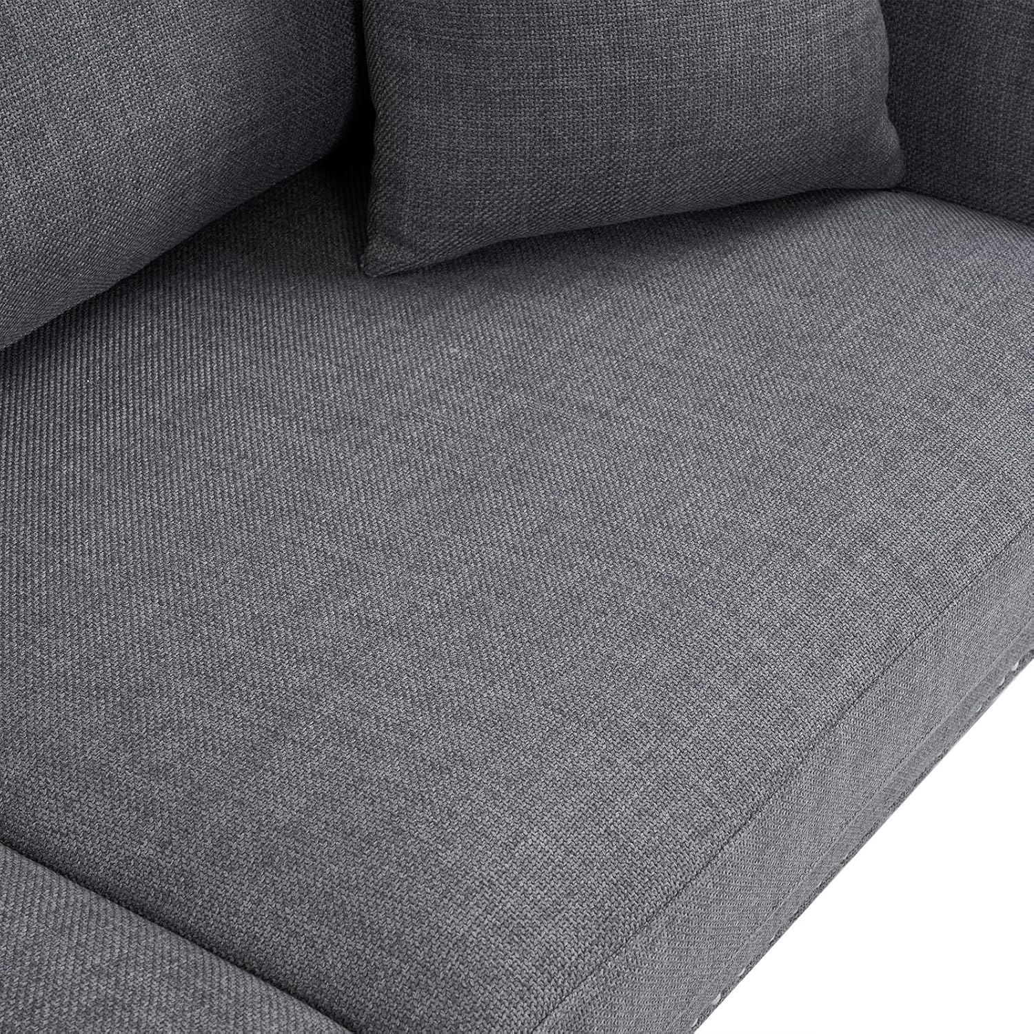 Sofá de arpillera, sofá pequeño de tela moderna, patas de madera maciza, sofás de 2 plazas con 2 almohadas, para sala de estar, dormitorio, oficina