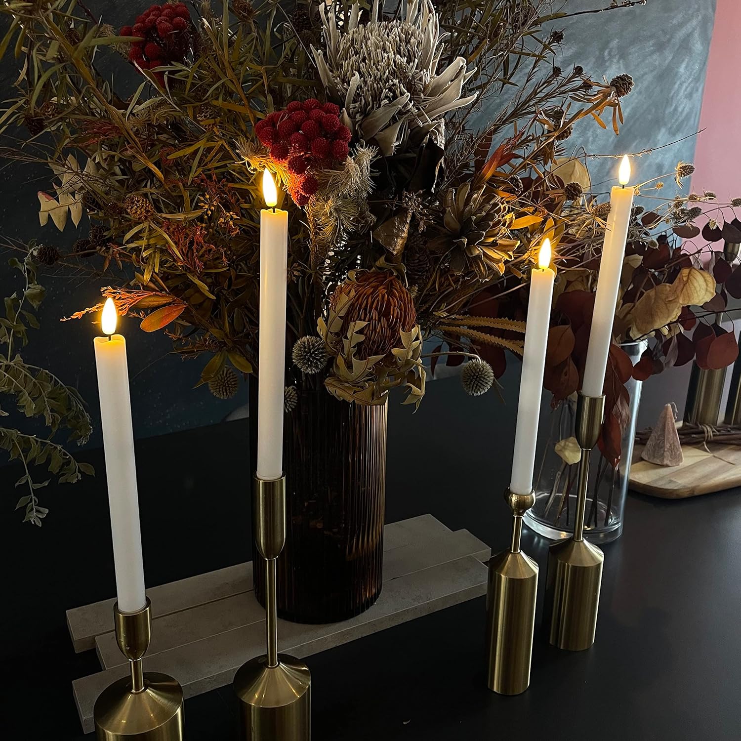 Velas LED sin llama, funciona con pilas, con temporizador automático, vela eléctrica falsa para ventana parpadeante como cera real, vela flotante