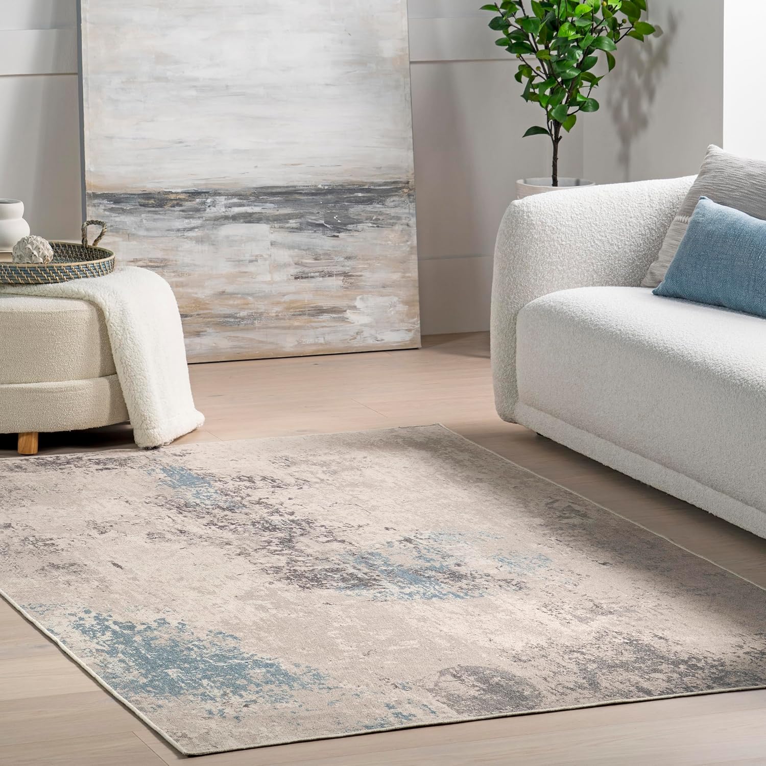 nuLOOM Milana – Alfombra moderna de algodón lavable a máquina, 4 x 6 pies, color gris