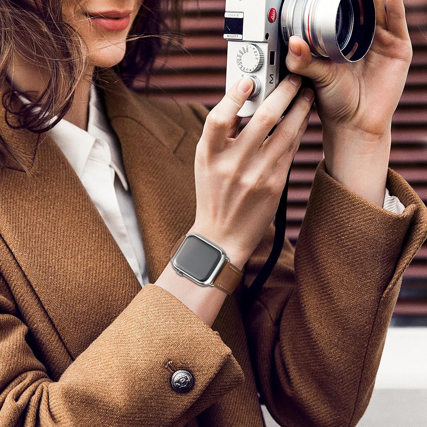 SUNFWR Correas de cuero compatibles con Apple Watch Band 1.929 in 1.772 in 1.732 in 1.654 in para hombres y mujeres, correa de repuesto de cuero