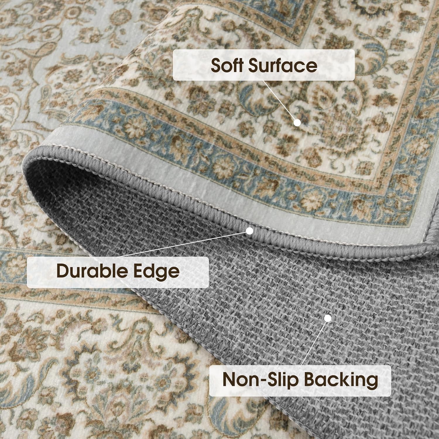 Alfombra lavable de 2’6″x8′ Alfombra lavable a máquina, suave, antideslizante, no desprende pelo, para pasillos, cocina, suelo, lavandería,