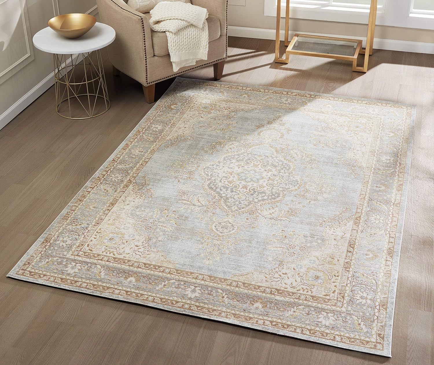 Momeni Rugs Isabella – Alfombra tradicional de tejido plano, 4 x 6 pies, color azul