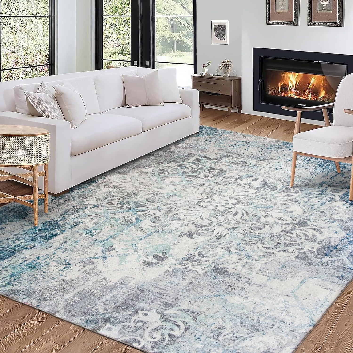 ReaLife – Alfombra lavable a máquina, para sala, dormitorio, baño, cocina, entrada u oficina, antideslizante, de pelo bajo, antimanchas, estilo