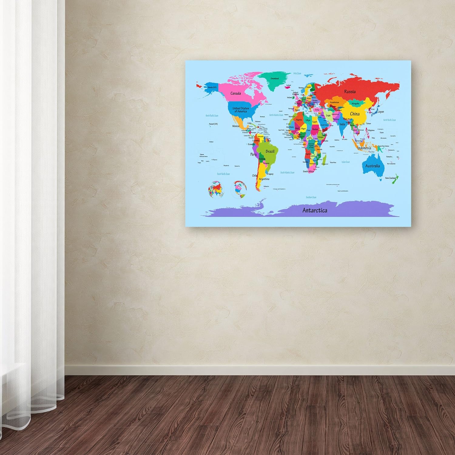 Mapa mundial para niños, por Michael Tompsett, 22 x 32 pulgadas, arte de pared