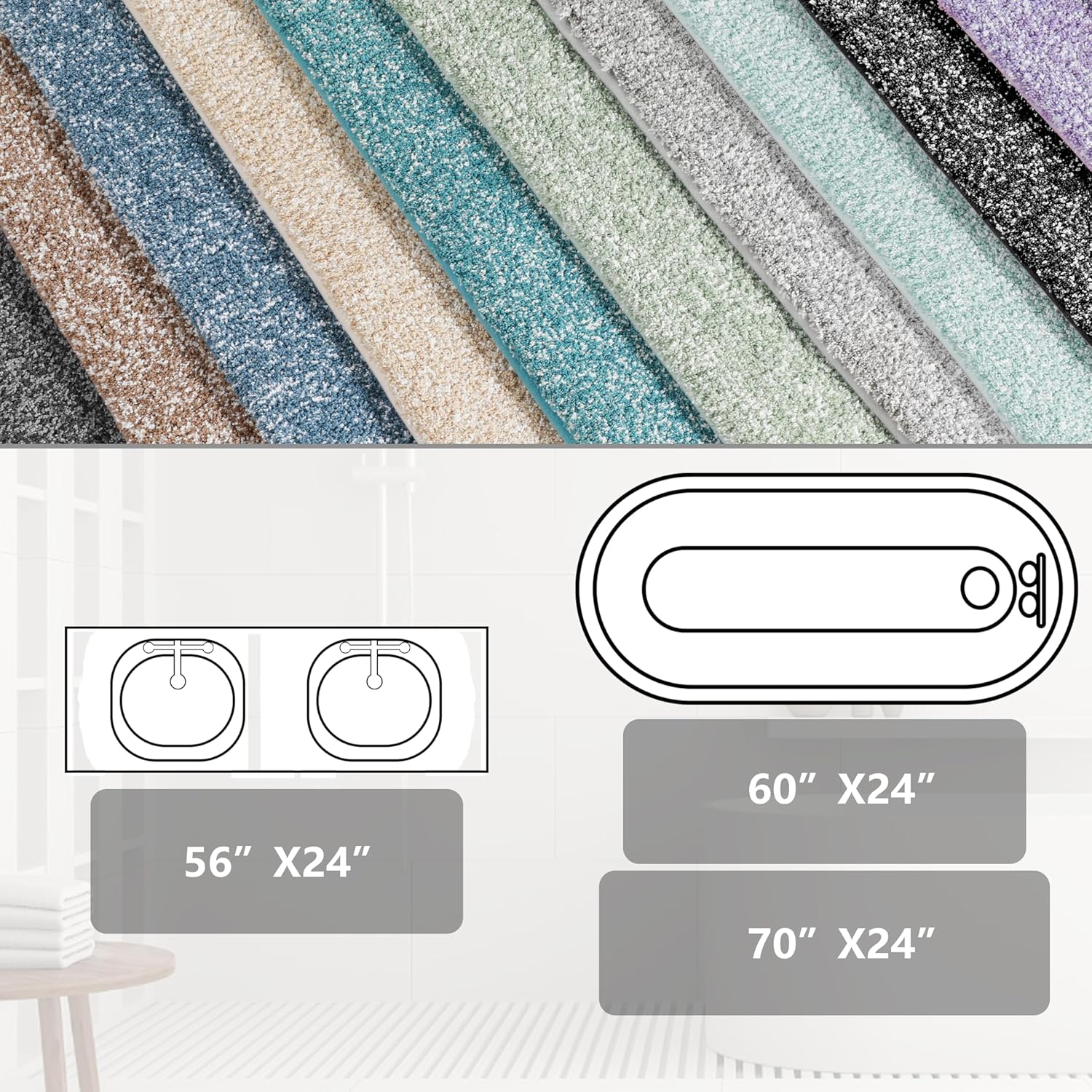 Yimobra Alfombras de baño, extra suaves y cómodas, antideslizantes, absorbentes de agua y gruesas, lavables a máquina, alfombras peludas para duchas