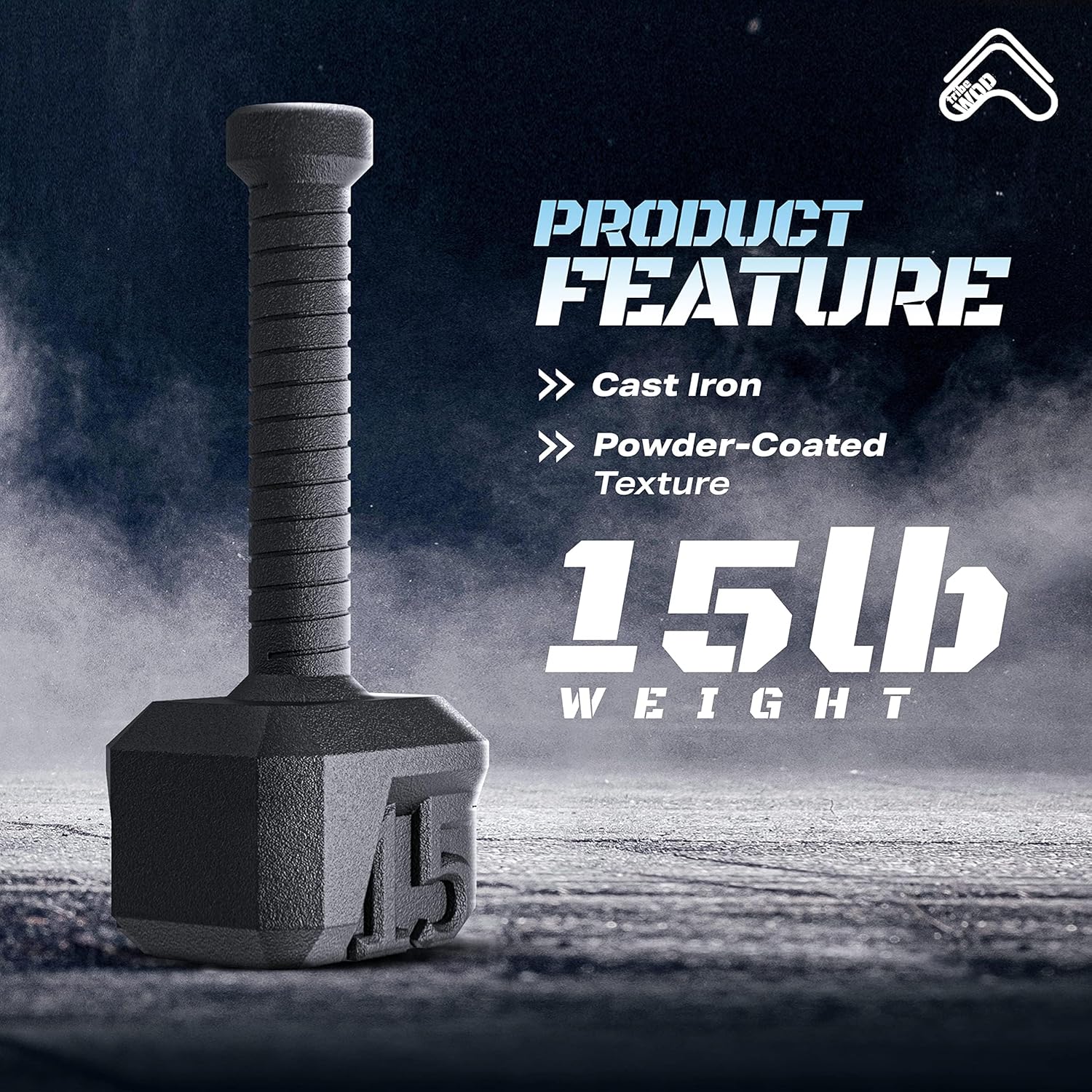 Tribe WOD Hammer – Pesa rusa de 15-70 libras + ajustable  Equipo de entrenamiento cruzado para construcción muscular, cardio, fitness, pesas para