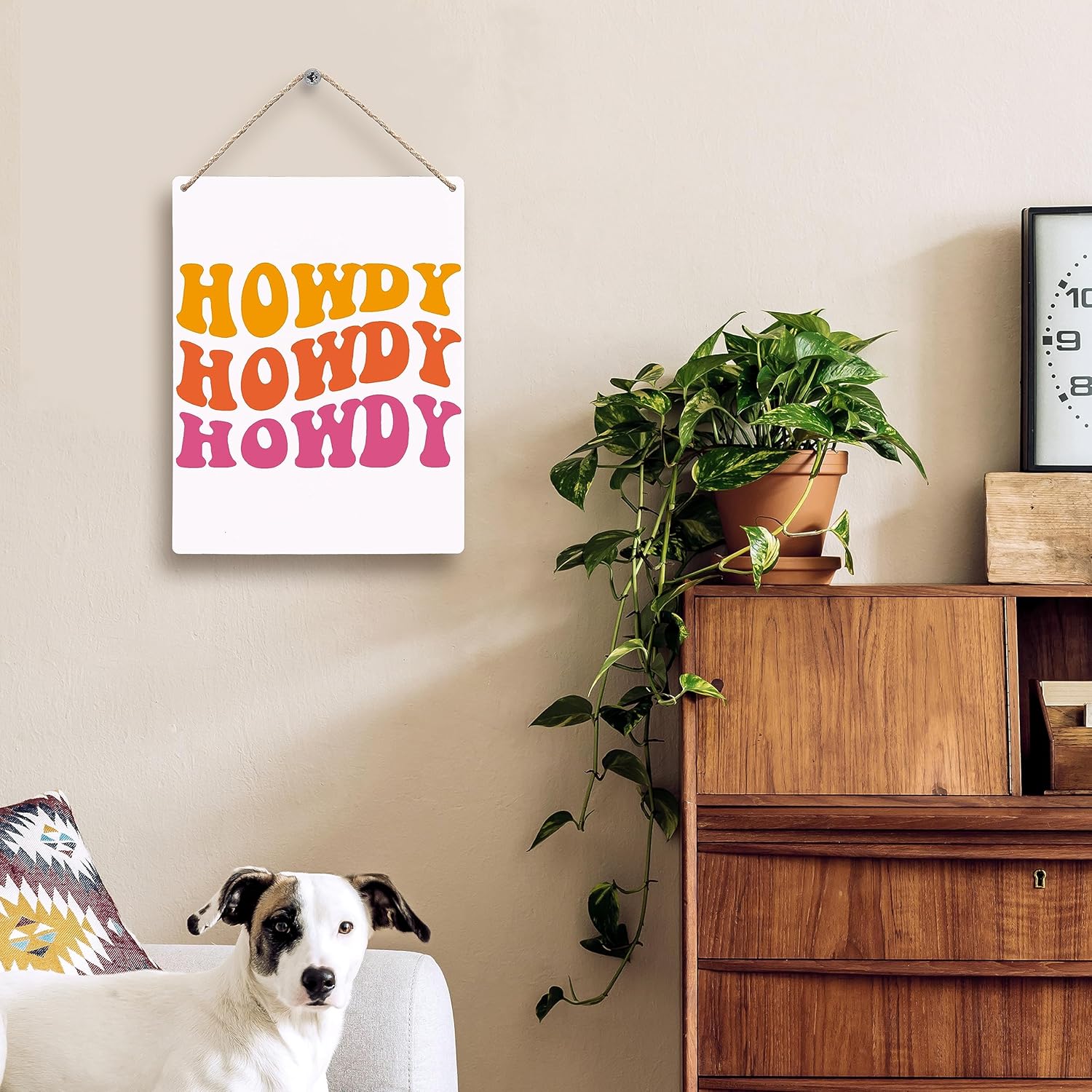 FUGWN Letreros de madera de Howdy rosa y naranja de 8 x 10, letrero de howdy, decoración de pared preparada, decoración de pared de vaquera rosa,