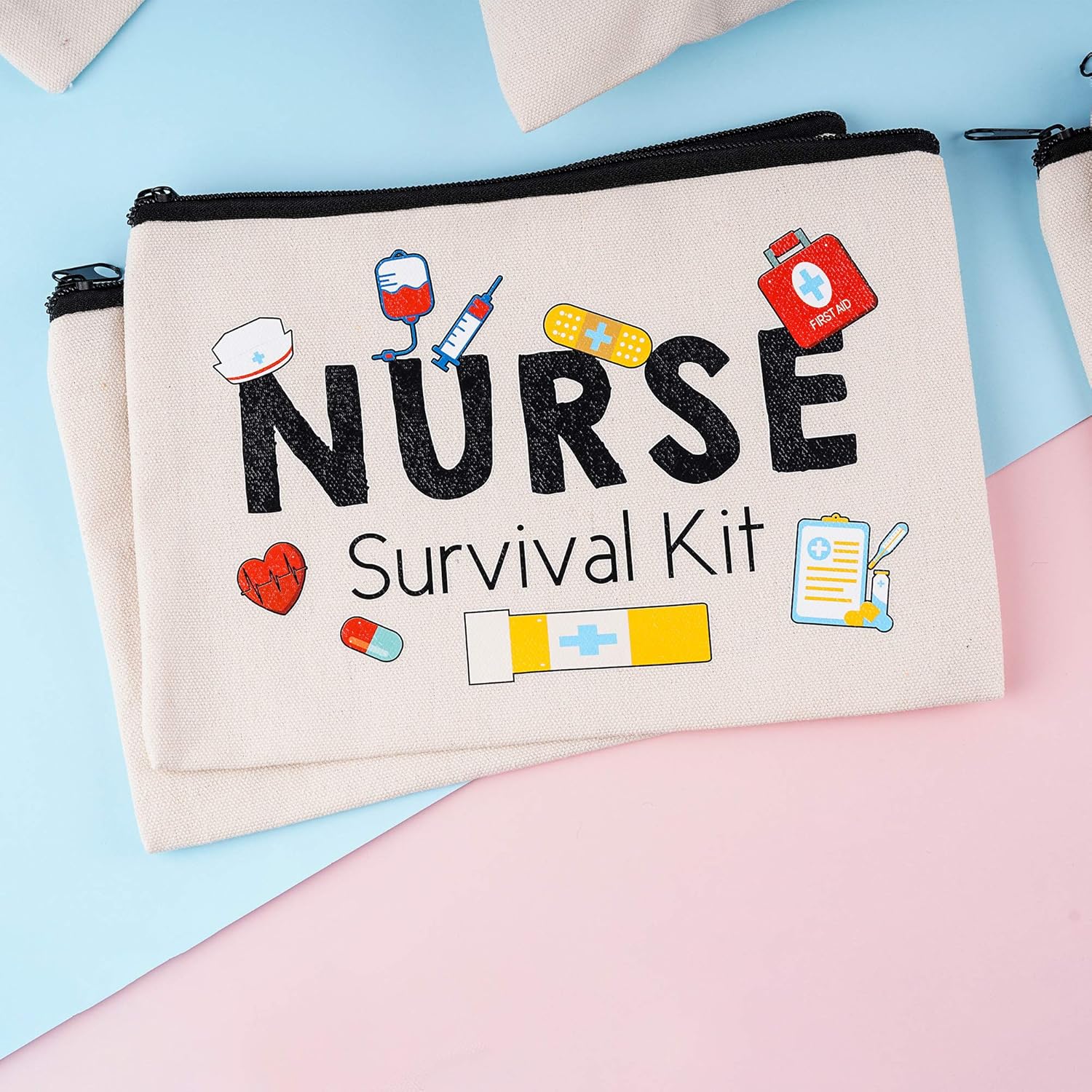 Kolewo4ever 8 piezas de kit de supervivencia para enfermera, bolsas de maquillaje, bolsa de cosméticos para enfermeras, regalos para enfermeras,
