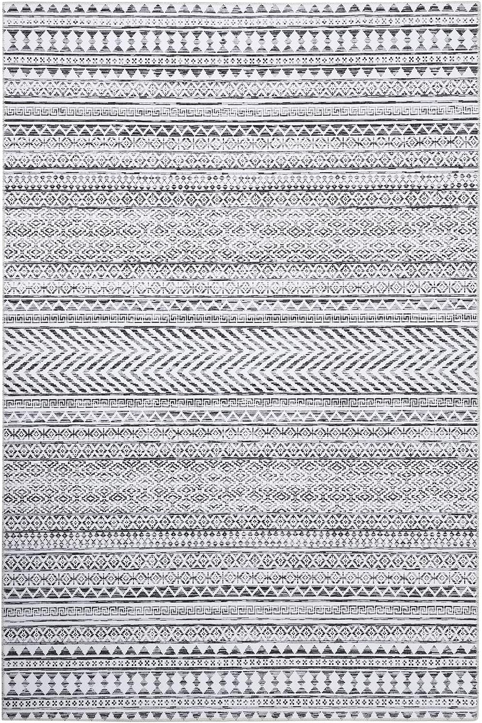 RUGSREAL Alfombra bohemia lavable a máquina para sala de estar, alfombra de pelo bajo, antideslizante, resistente a las manchas, para dormitorio,