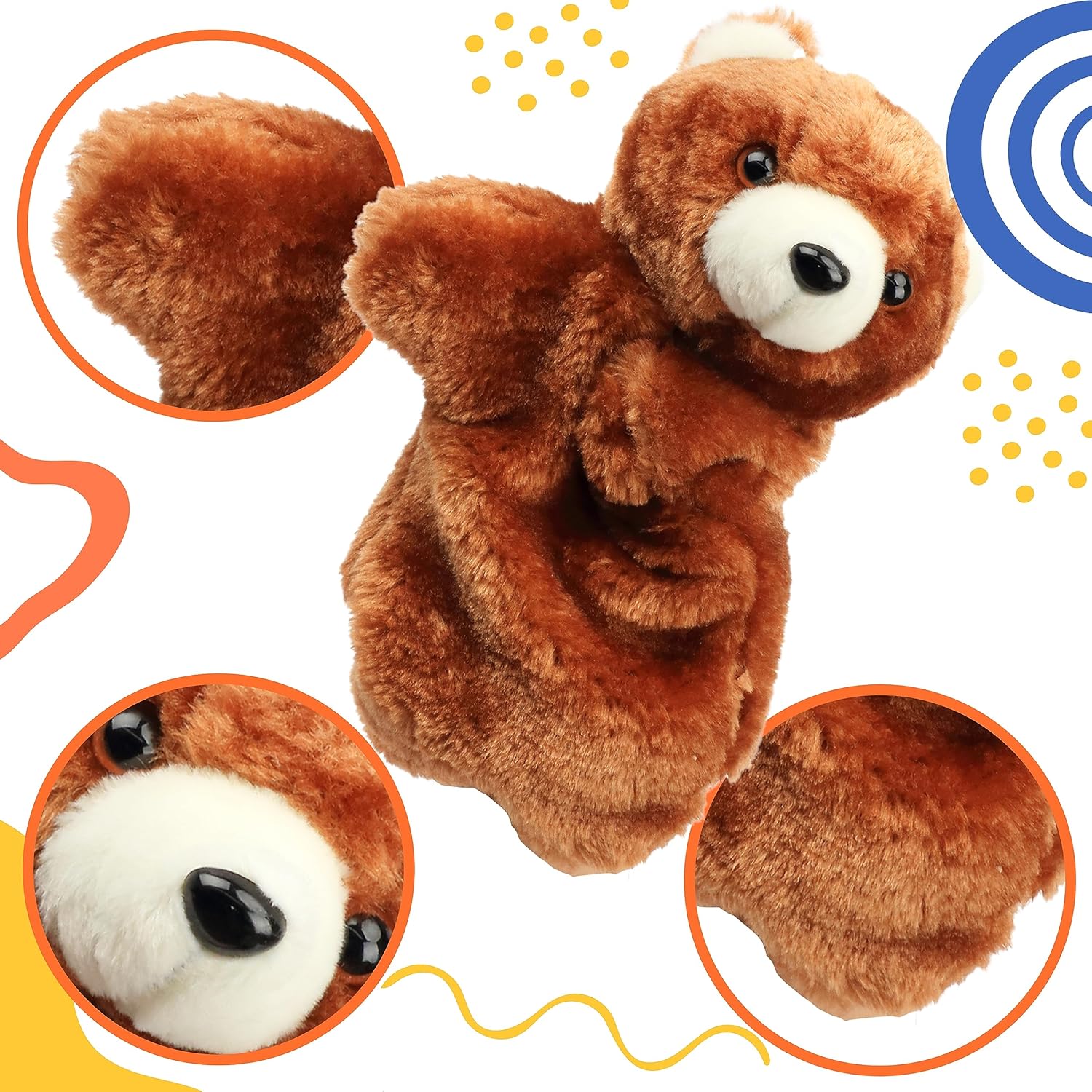 Cuteoy Juguete de peluche con forma de oso de mano, boca abierta y movible, juego de rol creativo, narración de historias, regalos para niños