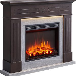 LegendFlame Suite Chimenea Alton, mantel envolvente de 43 pulgadas, roble espresso con acabado de mármol gris claro, con inserto de chimenea LegendFlame Suite Chimenea Alton, mantel envolvente de 43 pulgadas, roble espresso con acabado de mármol gris claro, con inserto de chimenea