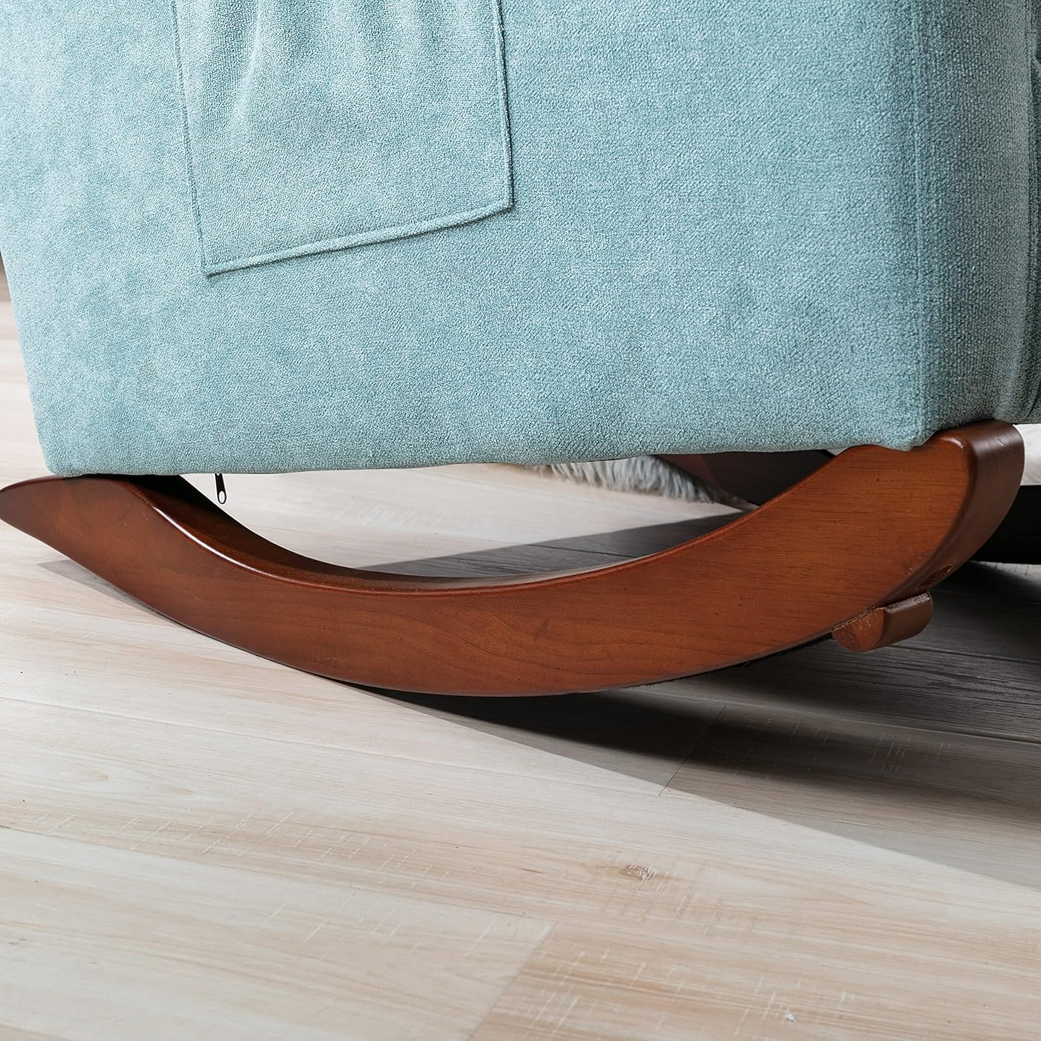 Voohek Mecedora tapizada con respaldo Hih, cómodo asiento acolchado de tela con 1 bolsillos para sala de estar, dormitorio, guardería, color verde