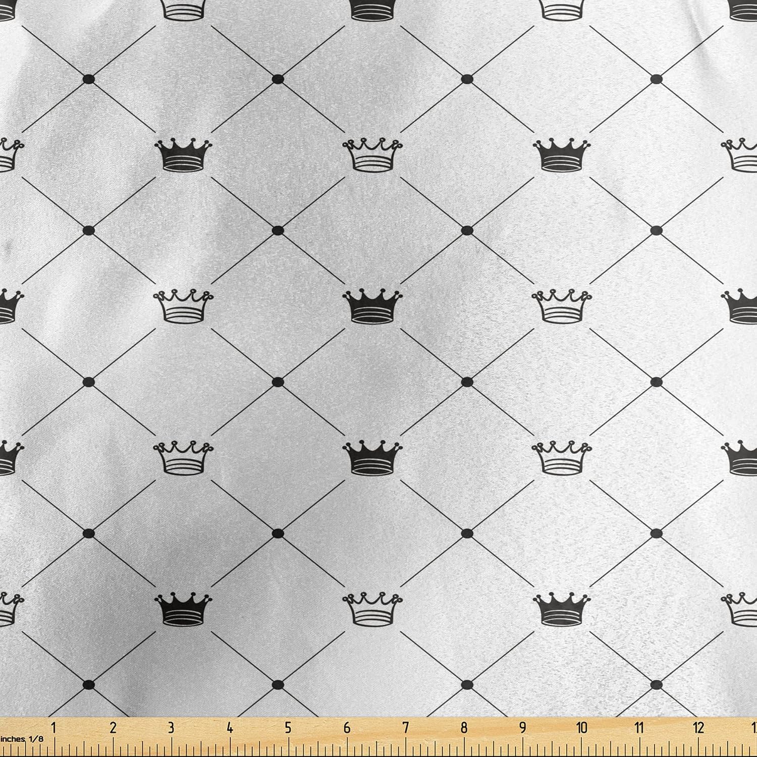 Ambesonne Abstract Fabric by The Yard, Kings Crown Classic Empire Royal on Contemporary Simplistic Display, Decorative Satin Fabric for Home