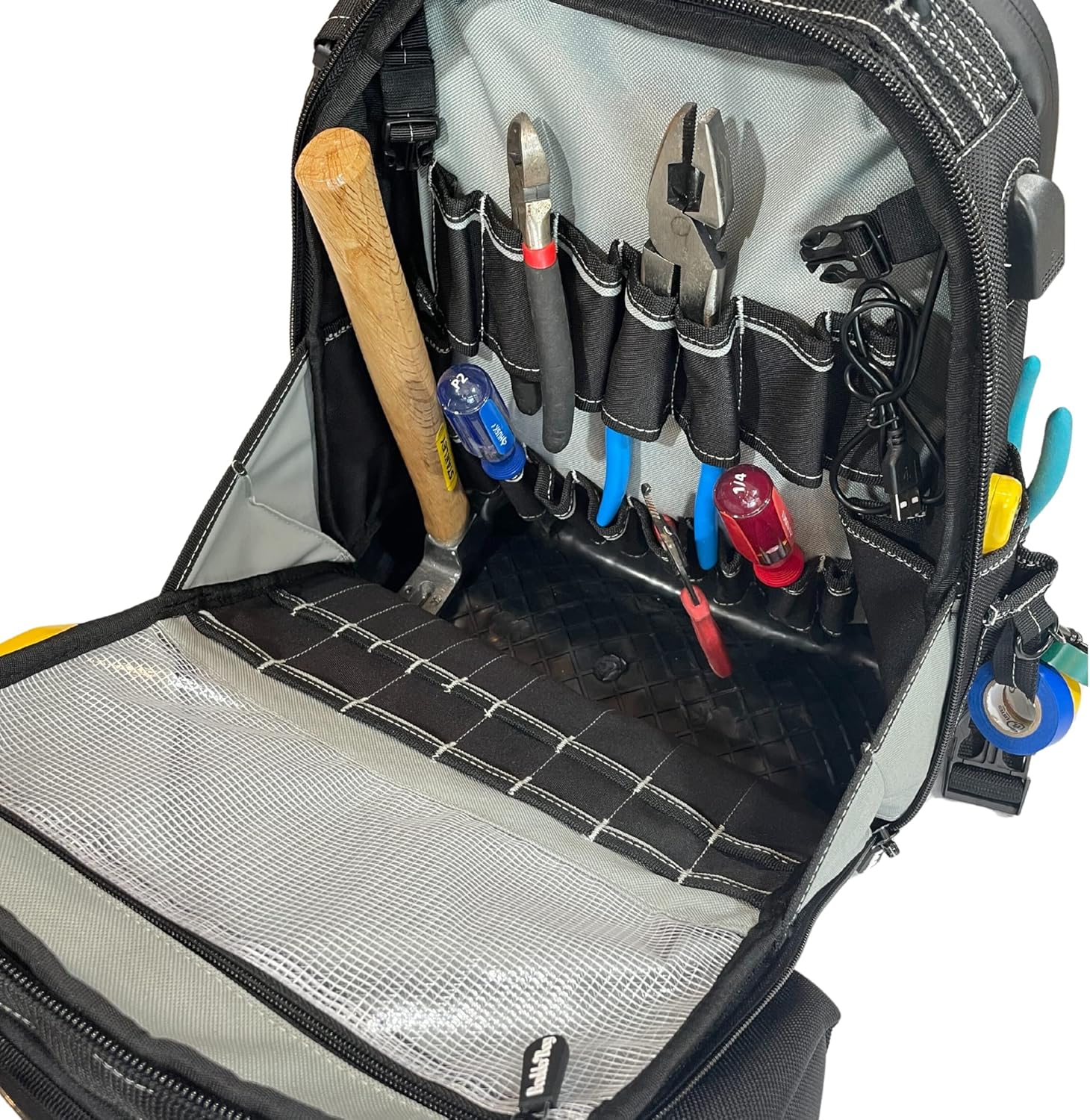BOULDER Mochila de 80 bolsillos para herramientas  Mochila de herramientas para electricistas de alta resistencia, bolsa de herramientas duradera,