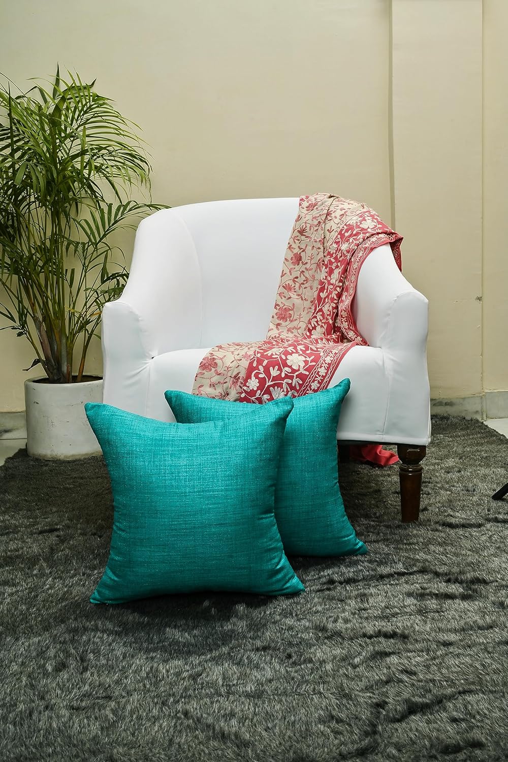SCARLETT LINENS Almohadas decorativas para sofá cama, almohadas decorativas de sala de estar, almohadas rústicas, fundas de almohada sólidas de seda