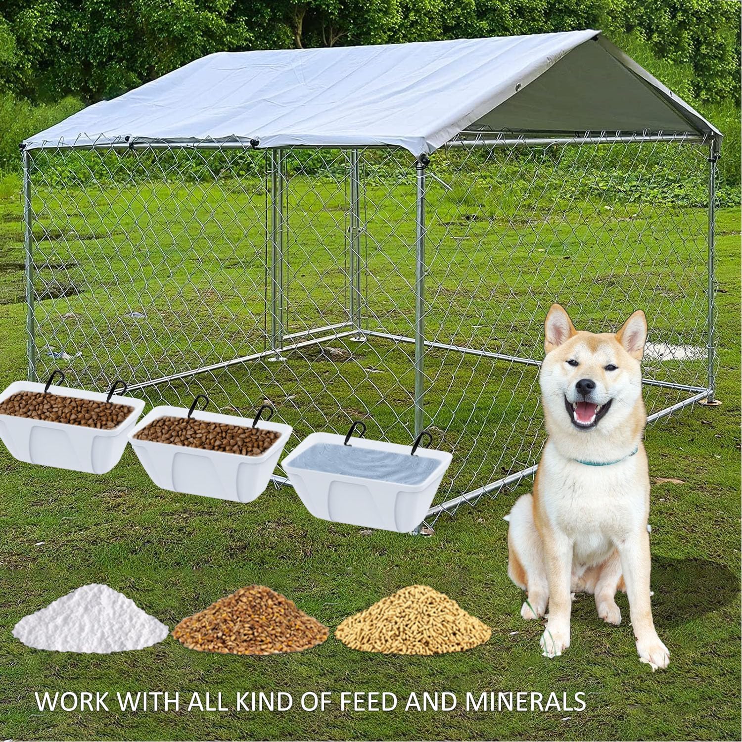 Essilnn Comedero colgante para pollos para cabra, oveja, lechón, ciervo, perro, pato, aves de corral, contenedor de alimentación pequeño para ganado