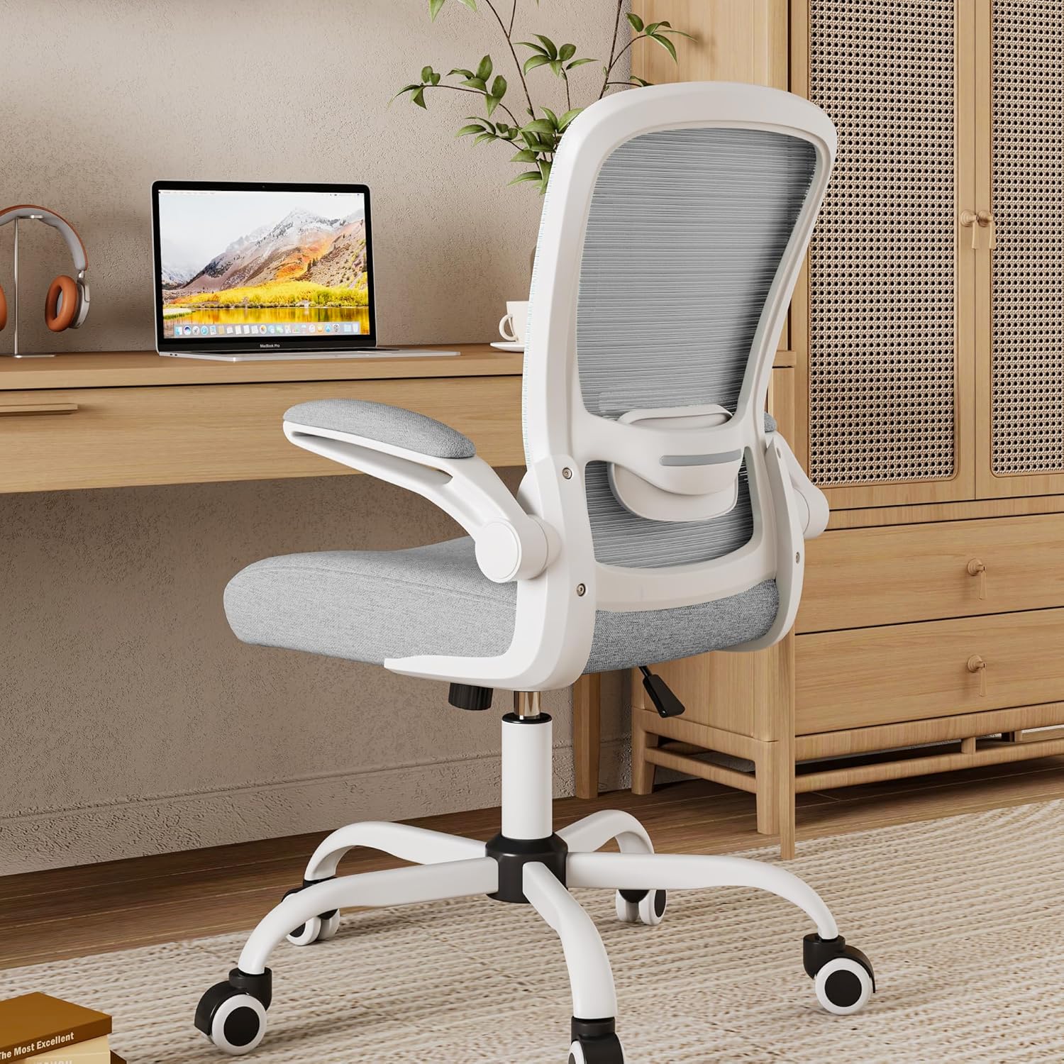 Mimoglad Silla de oficina en casa, silla de escritorio con respaldo alto, silla ergonómica de malla para computadora con soporte lumbar ajustable y