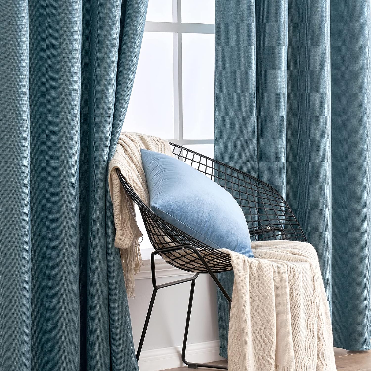 MIULEE Cortinas con textura de lino de 84 pulgadas de largo, paneles de cortina opacas para dormitoriosala de estar, cortinas con aislamiento