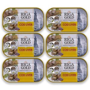 Riga Gold Hígado de bacalao en aceite propio 4.27 oz 121g de Islandia (paquete 6) Riga Gold Hígado de bacalao en aceite propio 4.27 oz 121g de Islandia (paquete 6)