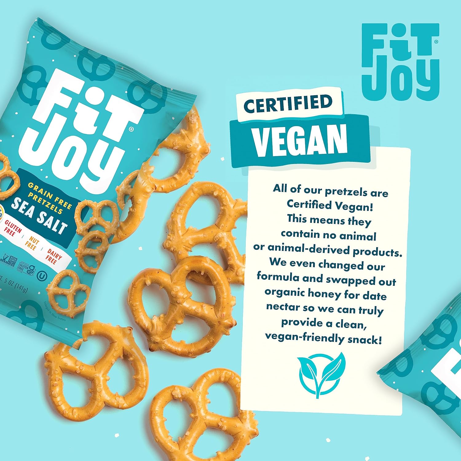 FitJoy Pretzels sin gluten, giros de sal marina, sin granos aperitivos sin gluten con crujiente crujiente hecho en EE. UU. – Sin nueces, sin OMG,