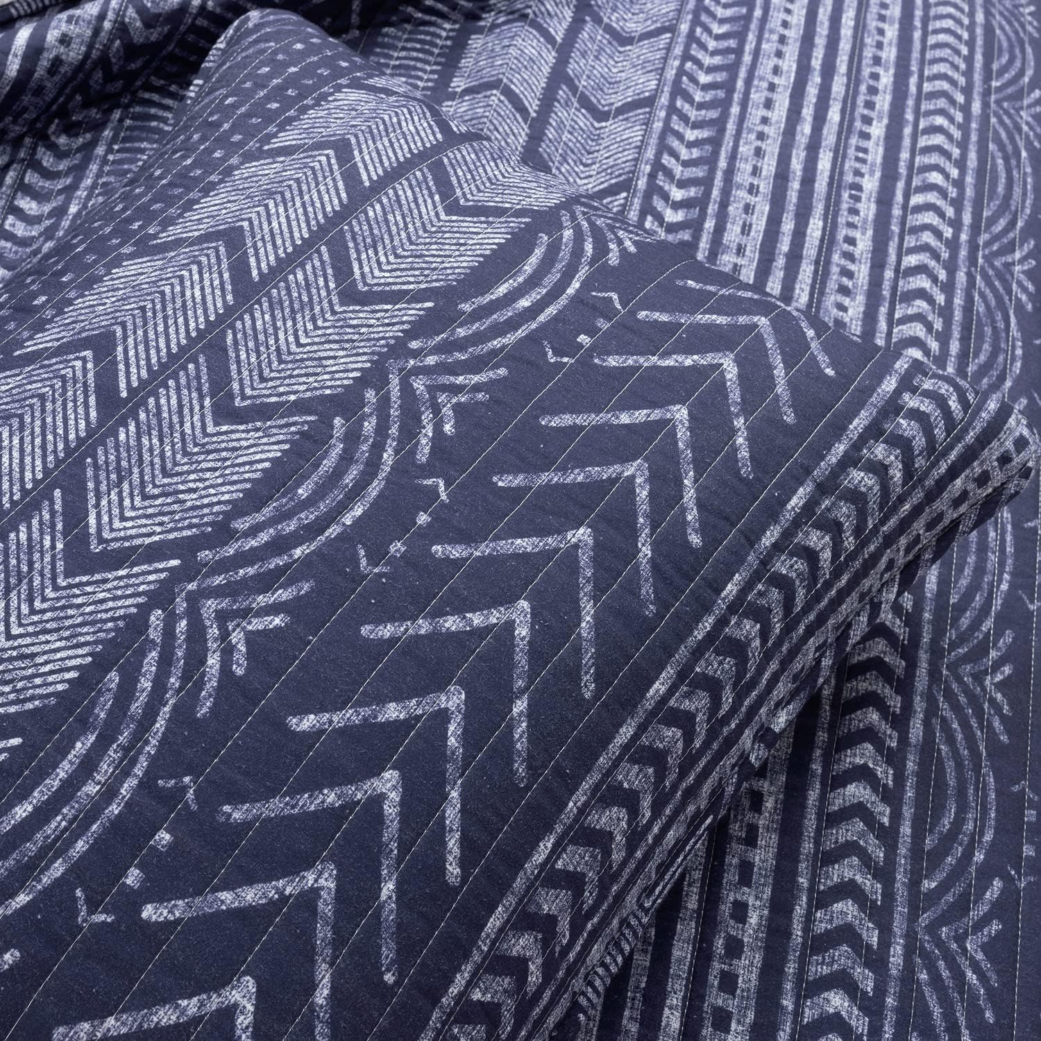 Lush Decor Hygge Geo – Juego de ropa de cama de 3 piezas con diseño a rayas, tamaño matrimonialqueen, color carbón