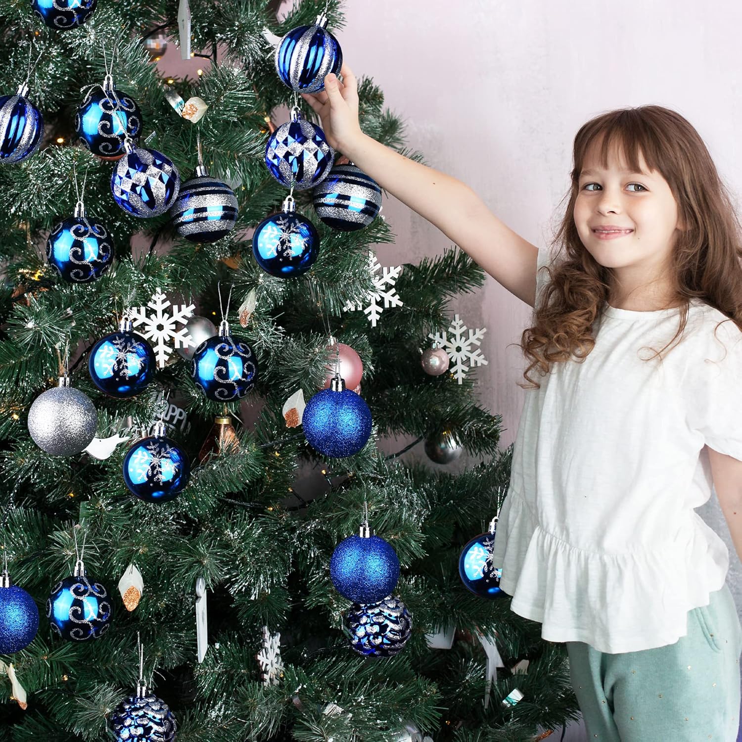 16 adornos de bola de Navidad de 3.15 pulgadas, bolas decorativas de plástico inastillables, decoración de árbol de Navidad, bolas colgantes para