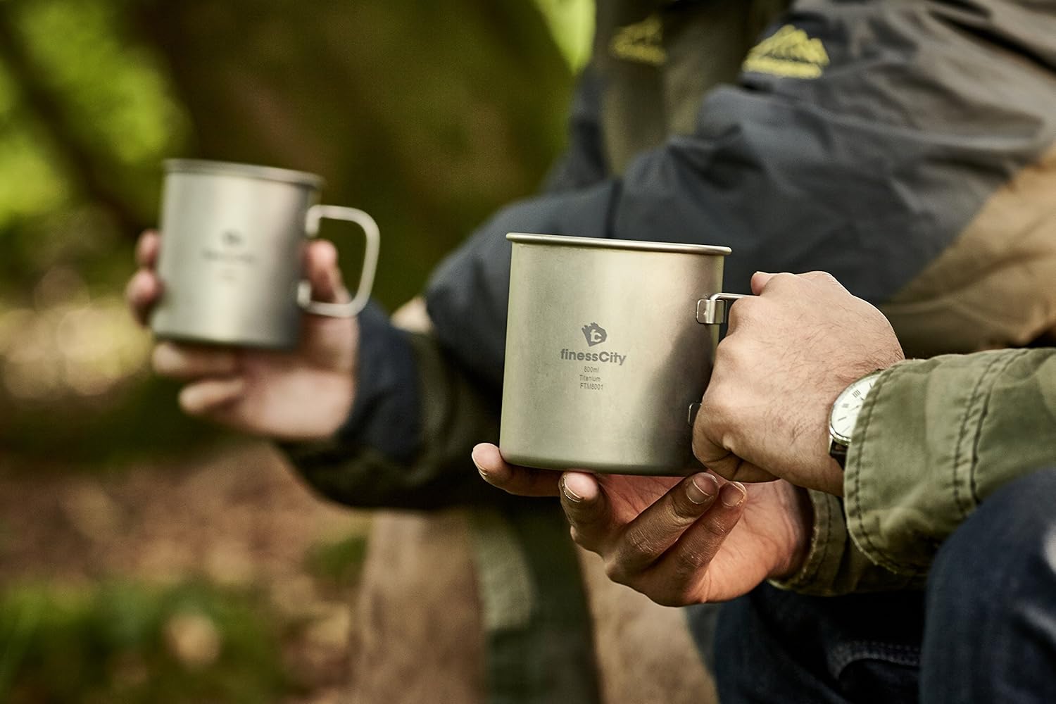 Taza de titanio (15 onzas líquidas 20 onzas líquidas) – Taza para acampar con marcas de medida, extra resistente ultra ligera (Ti), saludable y