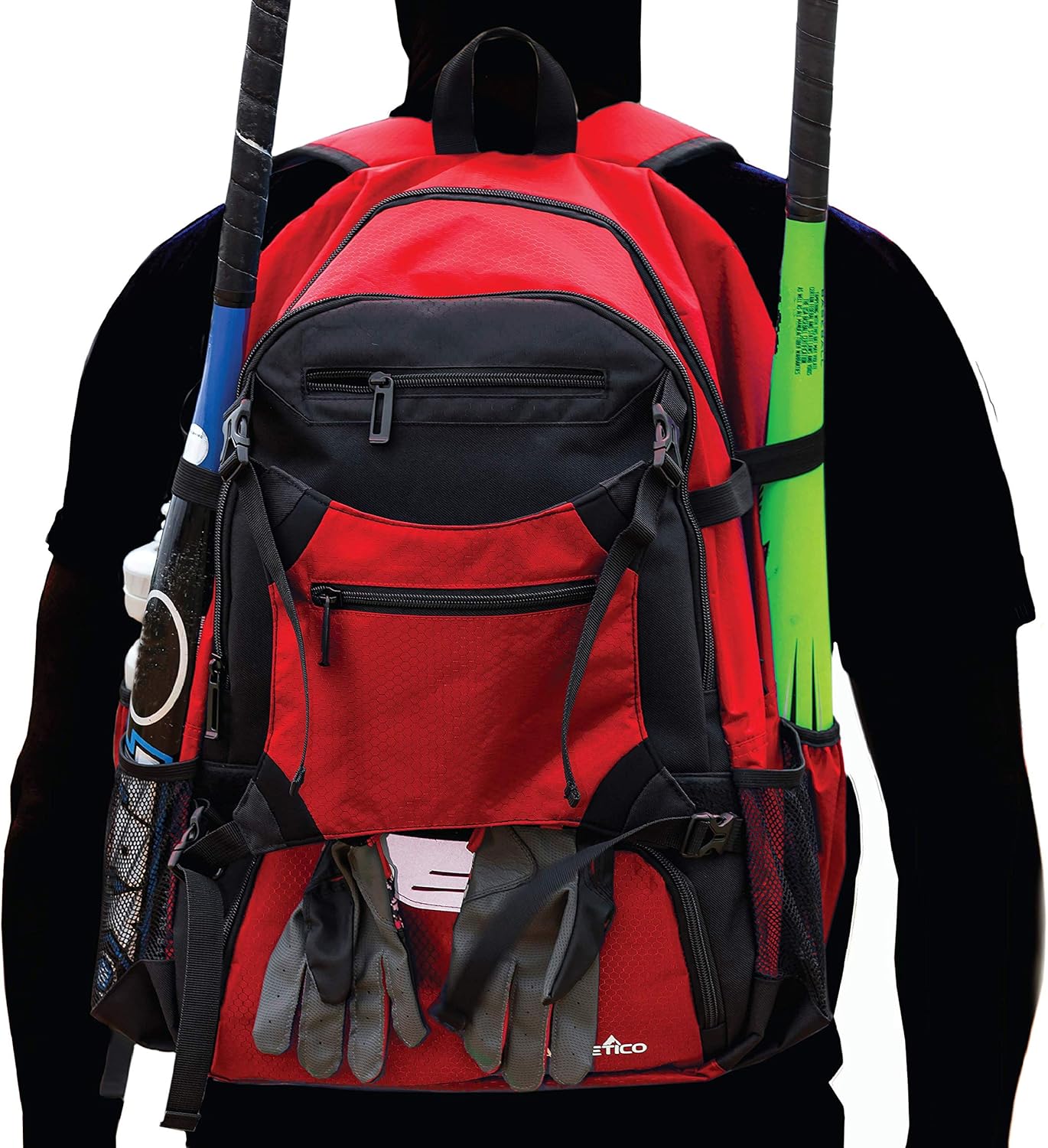 Athletico Advantage Bolsa de béisbol  Mochila de béisbol con soporte externo para casco para béisbol, T-Ball y Softbol Equipo y equipo para jóvenes