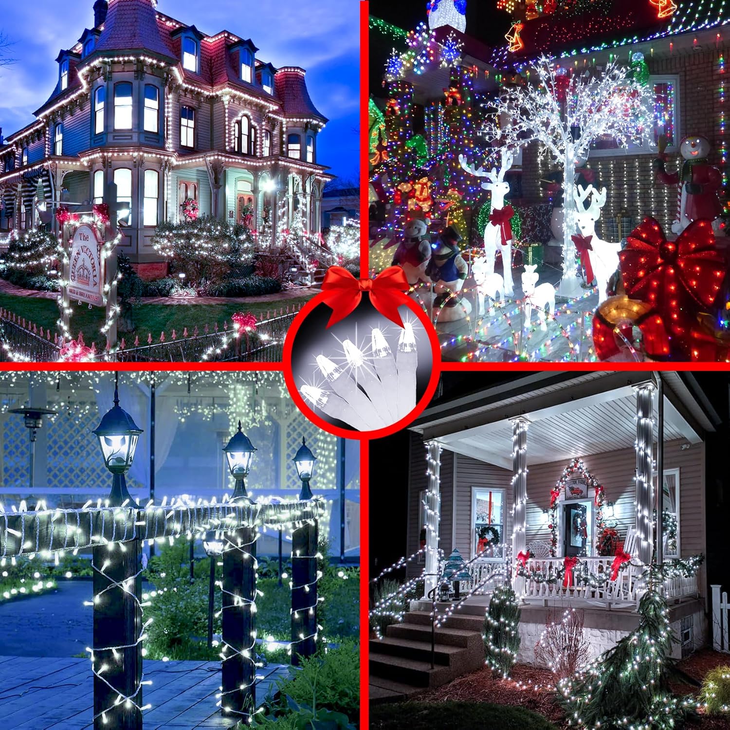 Luces de Navidad para exteriores de 492 pies, 1300 luces LED súper largas, 8 modos de iluminación y memoria de temporizador, cuerdas de luz