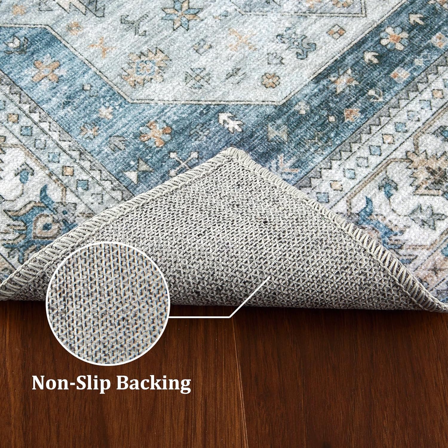 Alfombra de pasillo larga de 2 x 6 pies, estilo vintage, resistente a las manchas, antideslizante, para dormitorio, sala de estar, pasillo,
