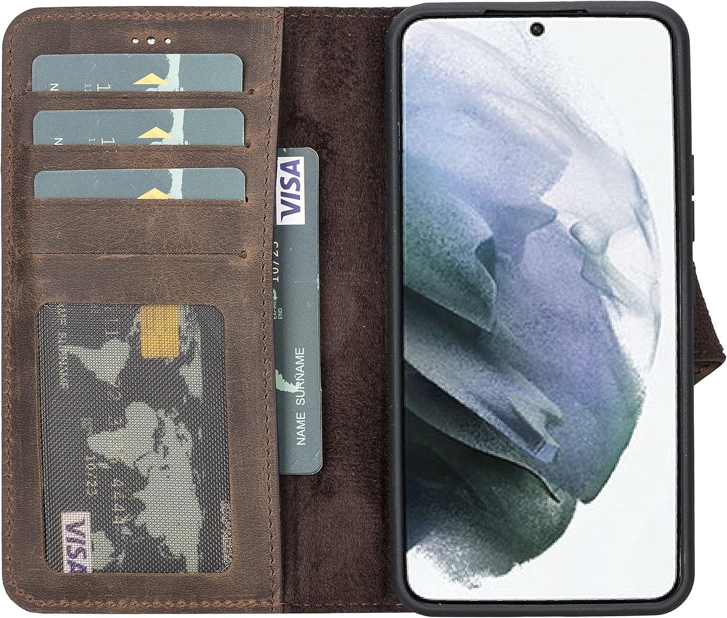 Bayelon Funda para Samsung Galaxy S22, cartera de cuero de grano completo, funda desmontable para Samsung S22 con soporte, funda magnética para