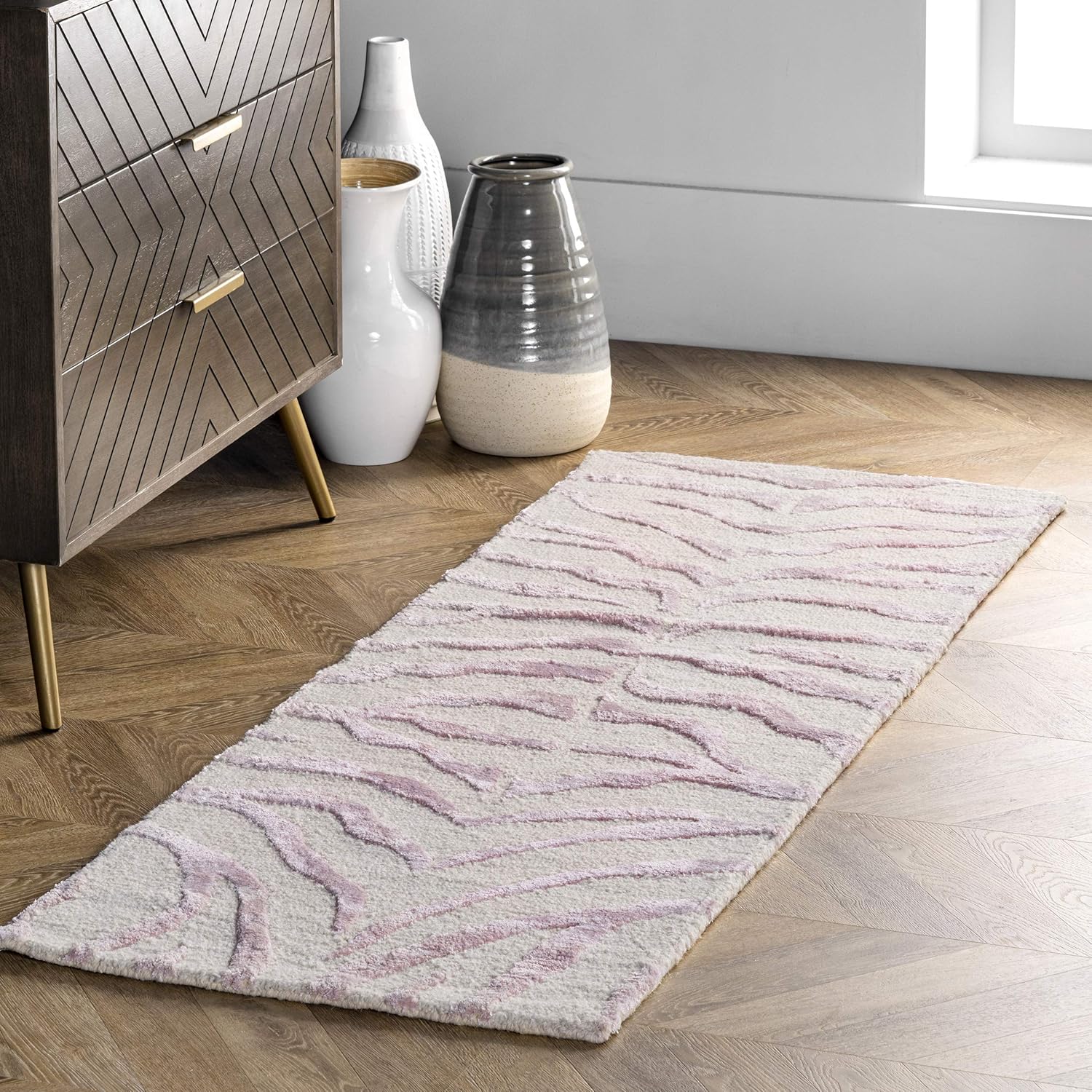 nuLOOM Alfombra de felpa con diseño de cebra, 6 x 9 pulgadas, color rosa