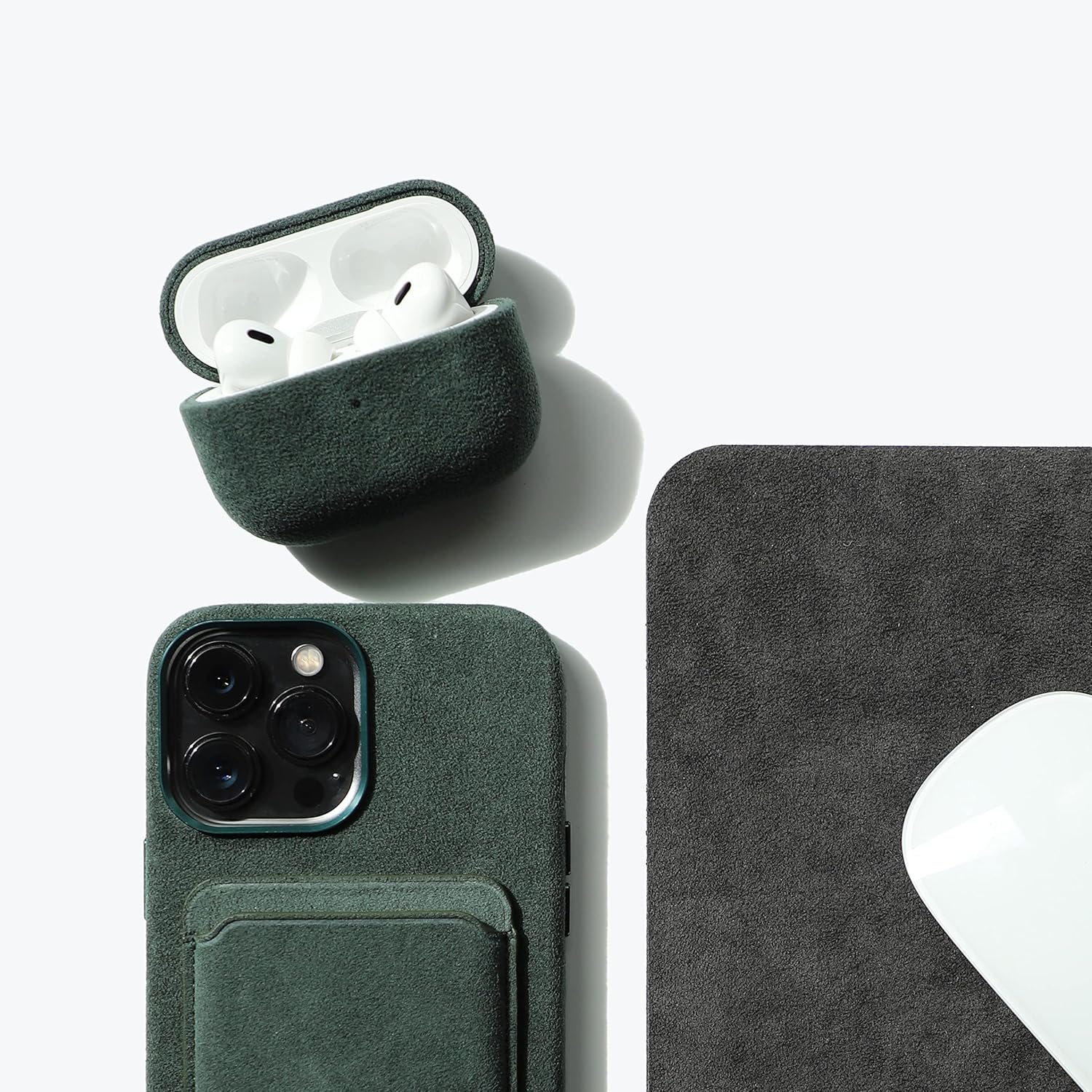 ALMA Funda Alcantara para AirPods Pro, AirPods Pro de 2 generación (Gen 2, marrón)