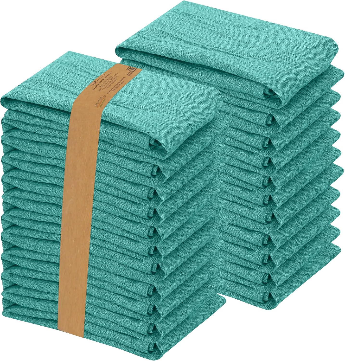 RUVANTI Paquete de 24 toallas de cocina de 28 x 28 pulgadas, 100% algodón hilado en anillo, lavables a máquina, paños de cocina absorbentes, para