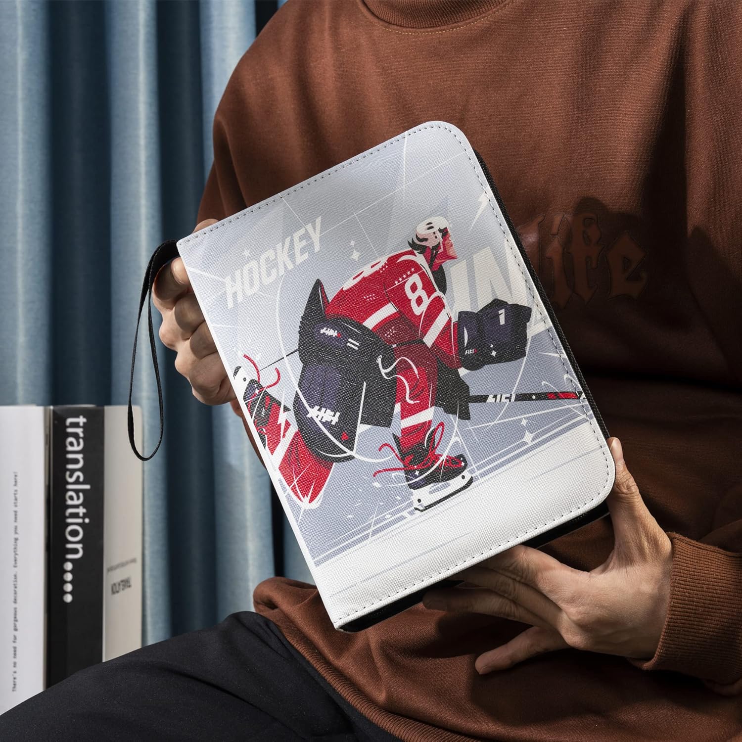 D DACCKIT Hockey Card Binder – Holds 440 Hockey Cards, 4 Pocket Card Holder Book for Hockey Trading Cards, Card Collector Album with Zipper Storage