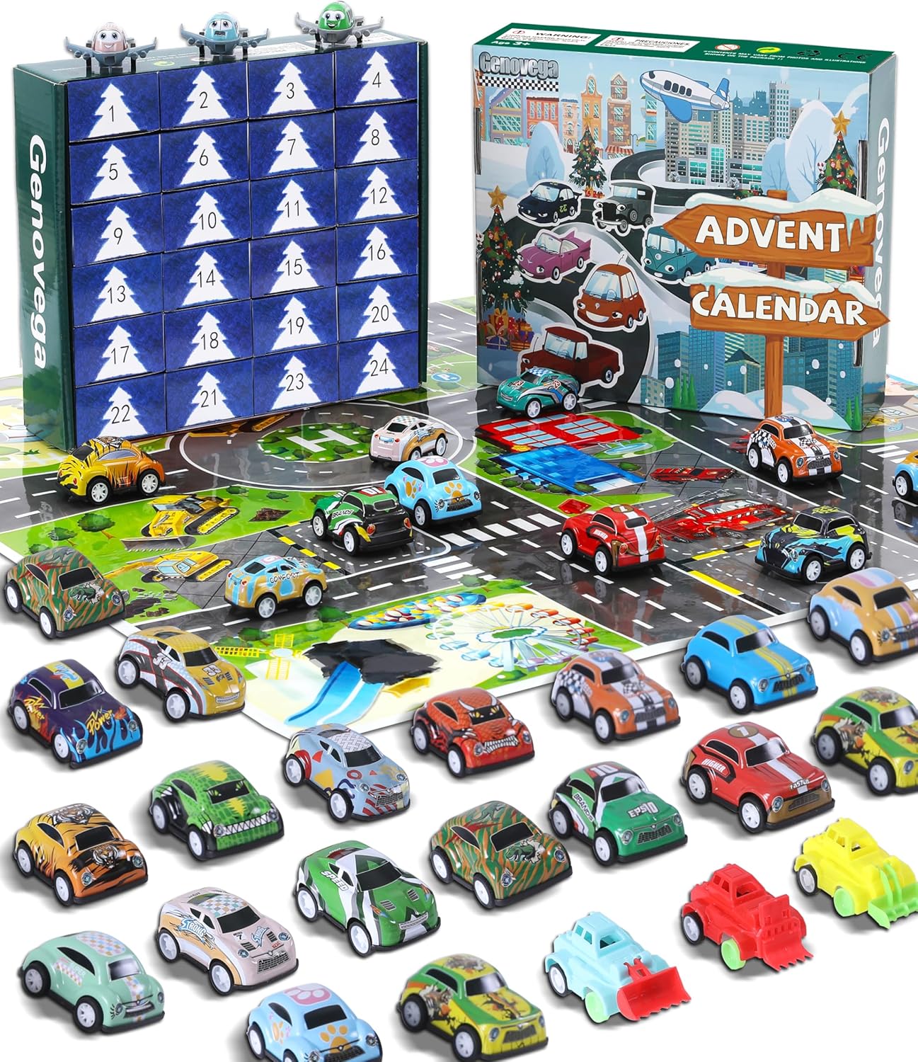 Regalos Coches 24 Juguetes Niños Colección Ideas de Coche Niños Mapa Vacaciones Juguete Regalo Calcetín 5-7 8-12 8-10 Regalos Vehículo Hot Wheels