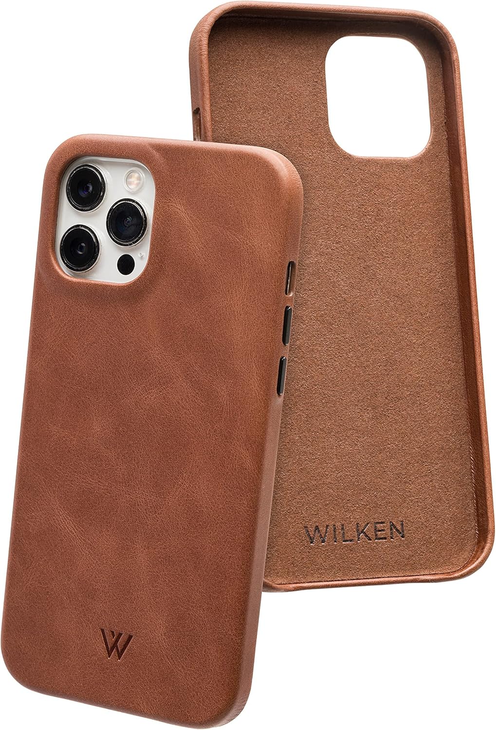 Wilken – Funda de cuero envuelta compatible con iPhone, compatible con MagSafe y carga inalámbrica, cuero de grano superior, protección de pantalla