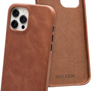 Wilken – Funda de cuero envuelta compatible con iPhone, compatible con MagSafe y carga inalámbrica, cuero de grano superior, protección de pantalla Wilken – Funda de cuero envuelta compatible con iPhone, compatible con MagSafe y carga inalámbrica, cuero de grano superior, protección de pantalla