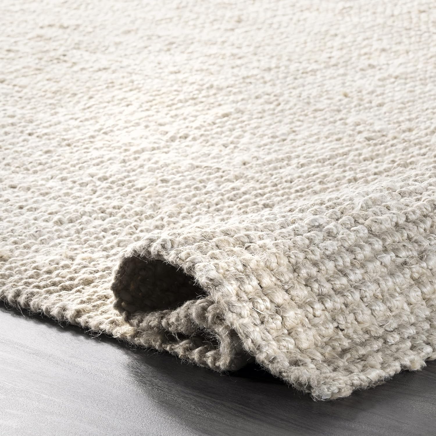 nuLOOM Ashli – Alfombra sólida de yute estilo casa de campo, 7 pies 6 pulgadas x 9 pies 6 pulgadas, color blanco crudo
