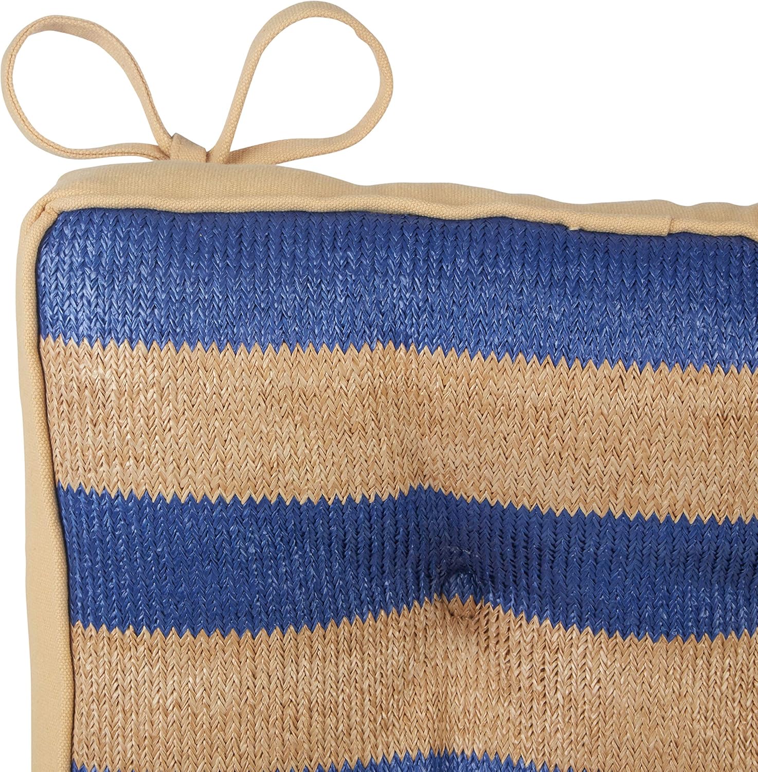 Klear Vu Raffia – Juego de 2 cojines resistentes al agua para sillas de patio y respaldo, 16 x 16 pulgadas, paquete de 2, rayas azules, 2 unidades