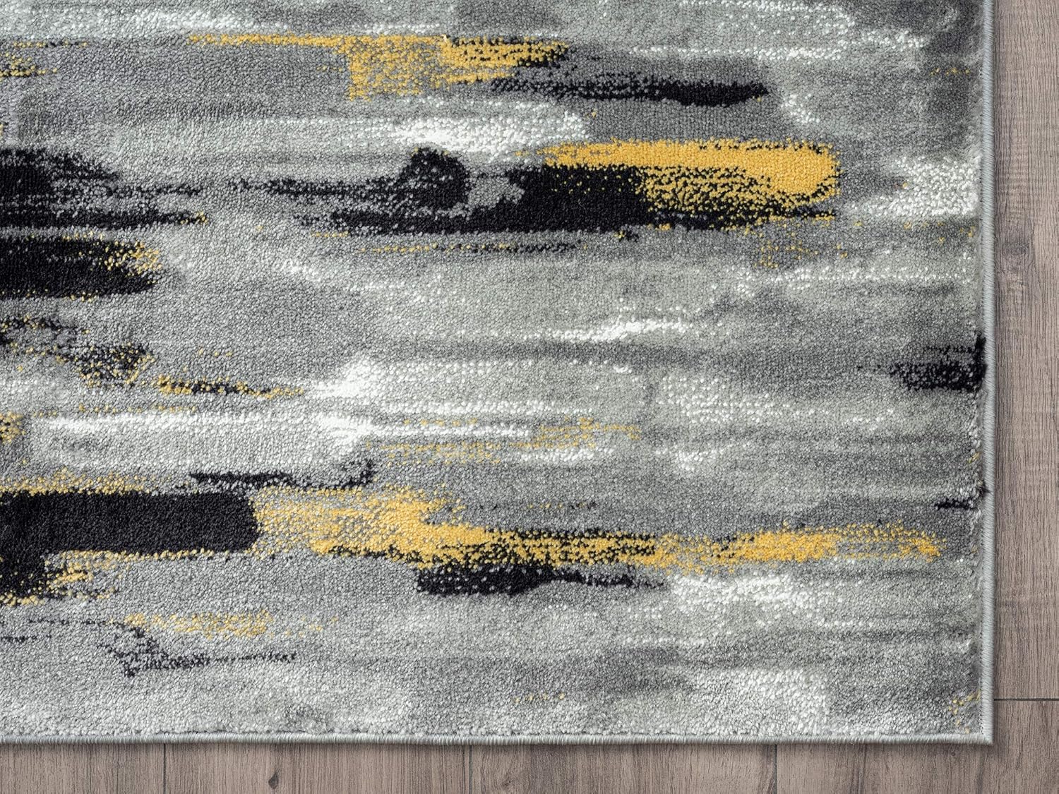 Abani Porto PRT140C – Alfombra abstracta contemporánea, gris y amarillo, 7 pies 9 pulgadas x 10 pies 2 pulgadas