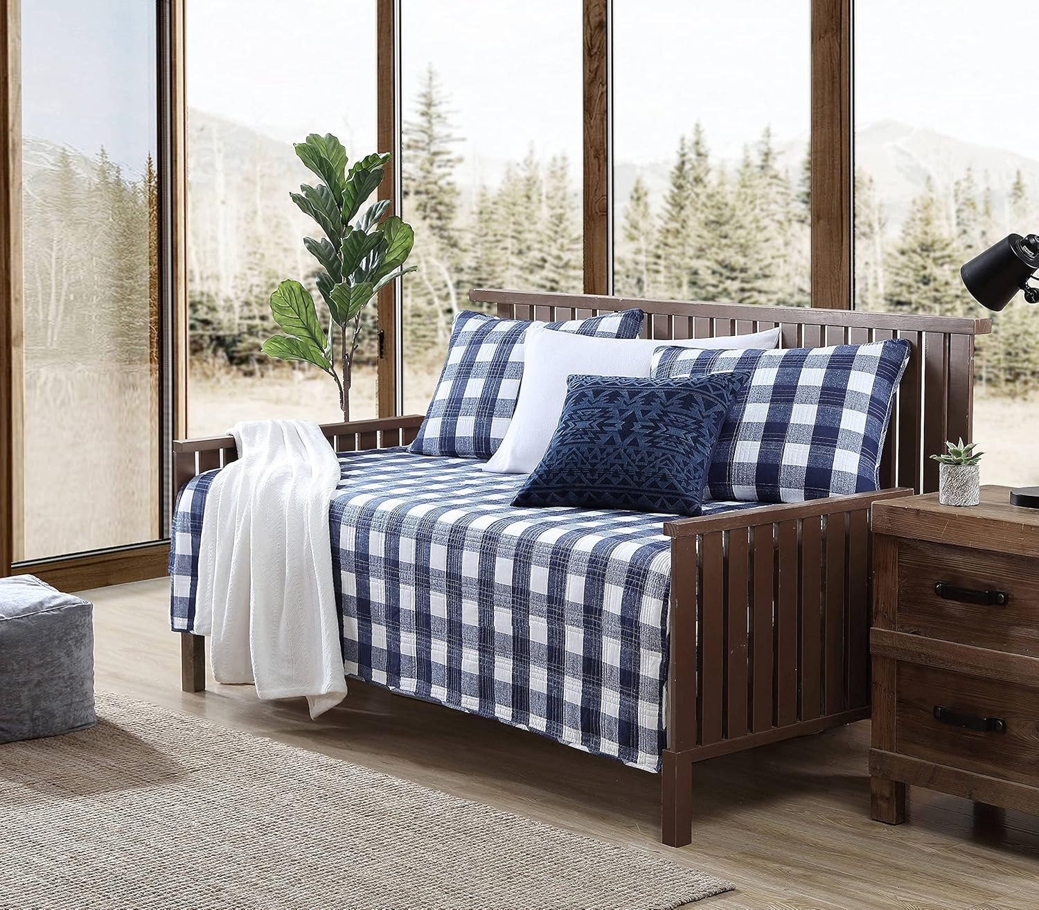 Eddie Bauer – Juego de edredón para sofá cama, ropa de cama reversible de algodón con fundas de almohada y fundas de almohada a juego, decoración