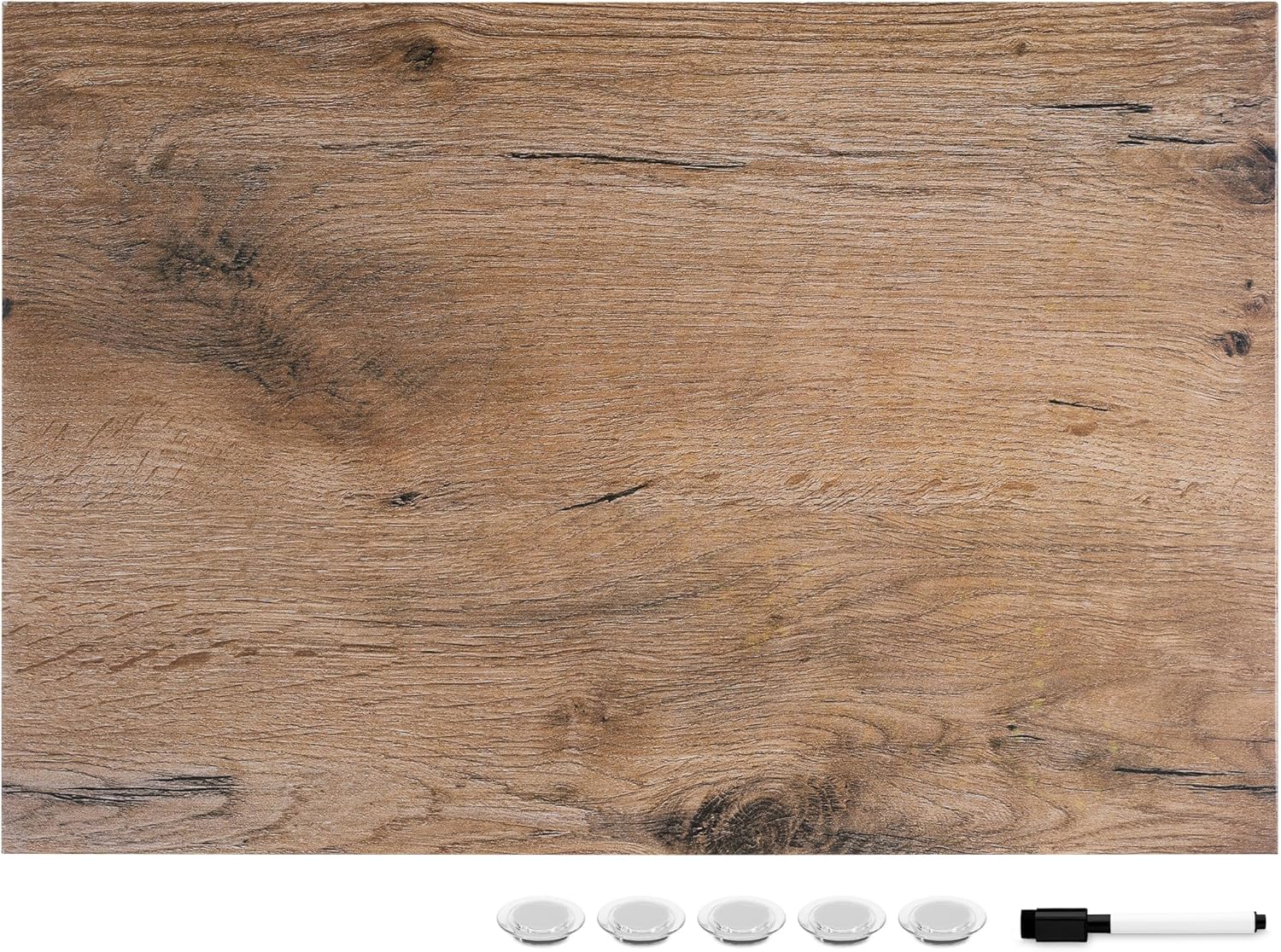 Navaris Pizarra magnética de borrado en seco, 16 x 24 pulgadas, pizarra blanca decorativa para pared con diseño, incluye 5 imanes y marcador, madera