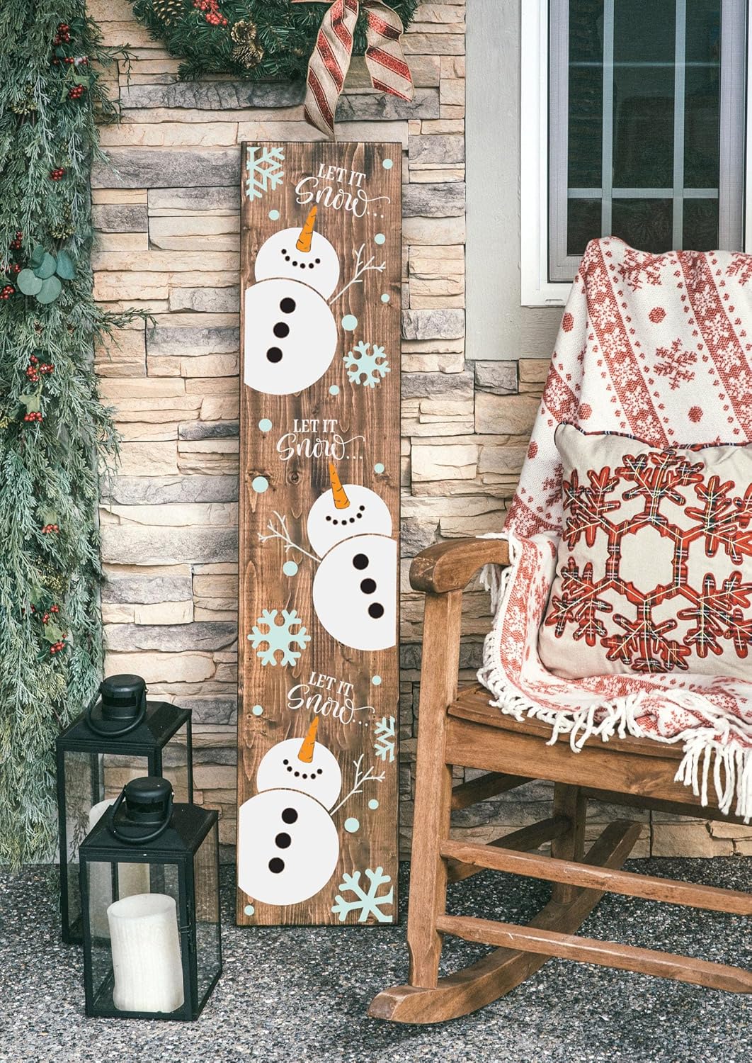 Plantillas de bienvenida de Navidad para pintar sobre madera, plantilla Let It Snow para letrero de porche, plantillas de dibujo de muñeco de nieve