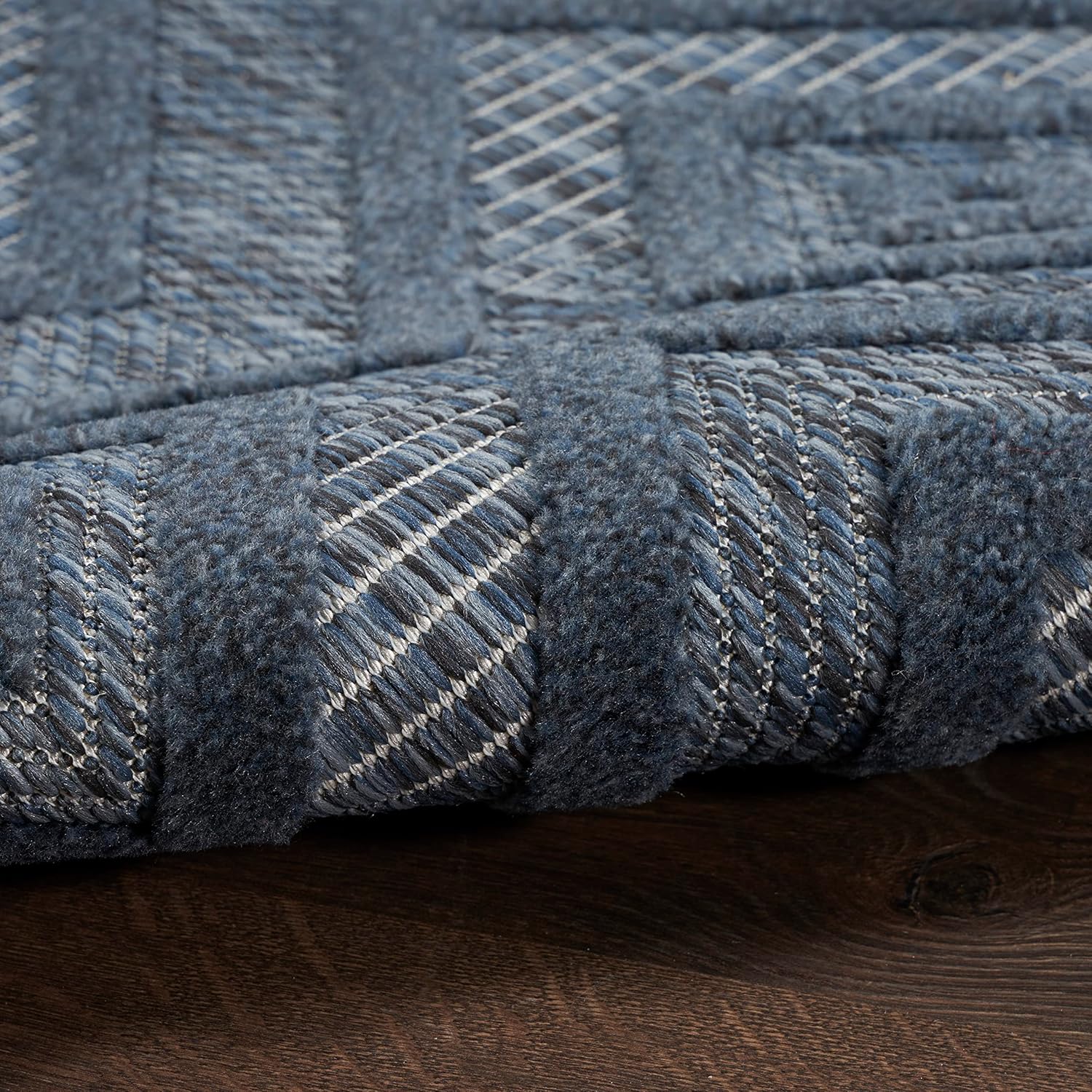 Nourison Alfombra versátil para interiores y exteriores, color azul marino, de 5 x 7 pies, fácil de limpiar, no se desprende, para dormitorio, sala