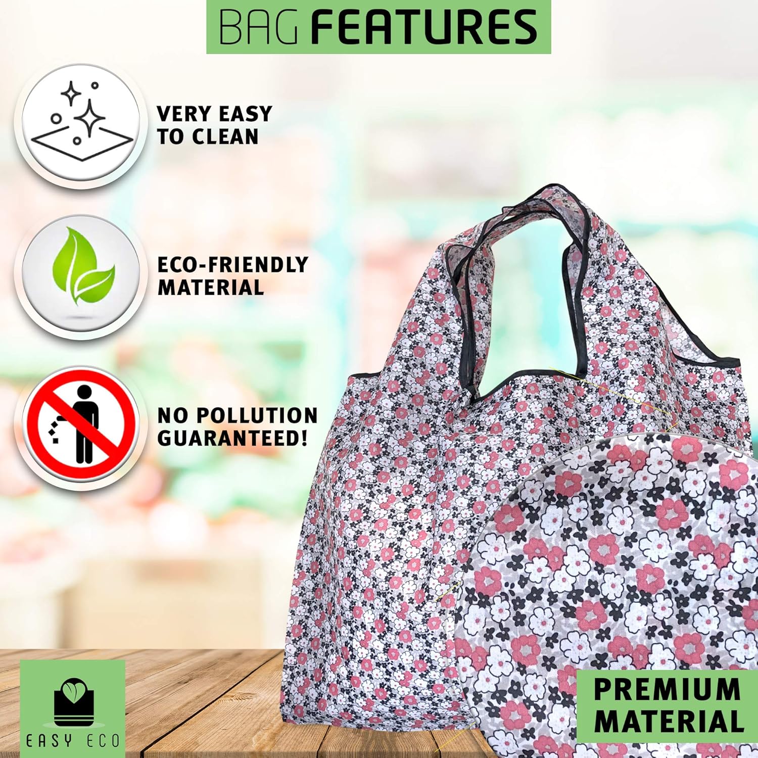 Bolsas de comestibles reutilizables plegables paquete de 3 bolsas de compras XXL de 50 libras, lavables, duraderas y ligeras., Max#3