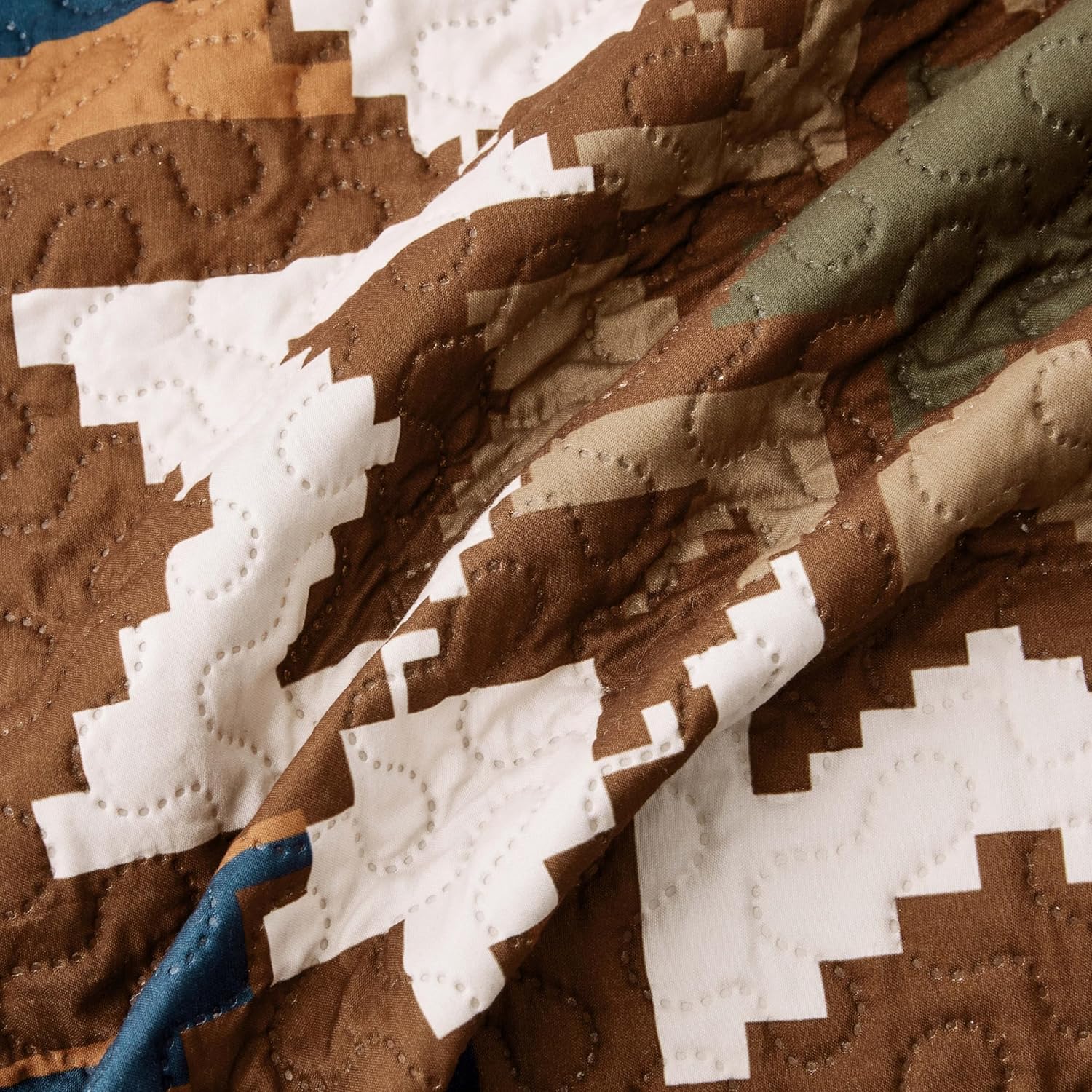 Southwestern – Juego de edredón tribal occidental, rústico, azteca, nativo americano, navajo, juego de ropa de cama de 3 piezas, color beige, gris