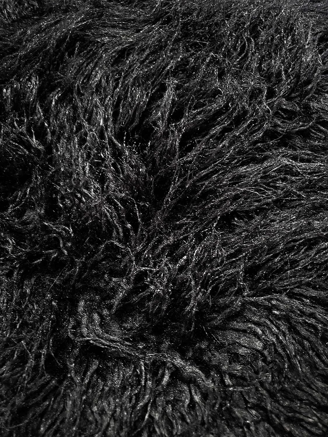 Imitación Animal Falsa Tela De Piel Sólida Pila Larga Rizado Alpaca Negro60 “AnchoS…