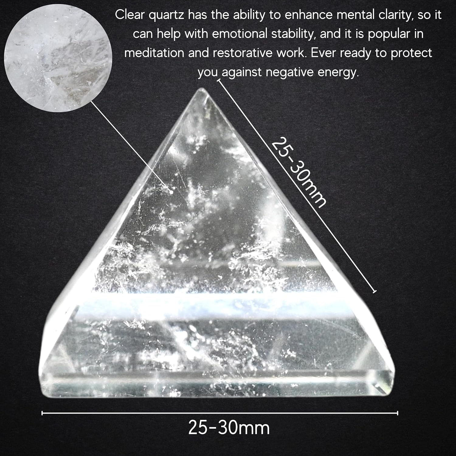 Clear Quartz Pyramid Crystal Healing Stones – 1″ Great Pyramid Figurine of Natural Stone Pyramid for Meditation, Reiki, Chakra Balancing and Crystal