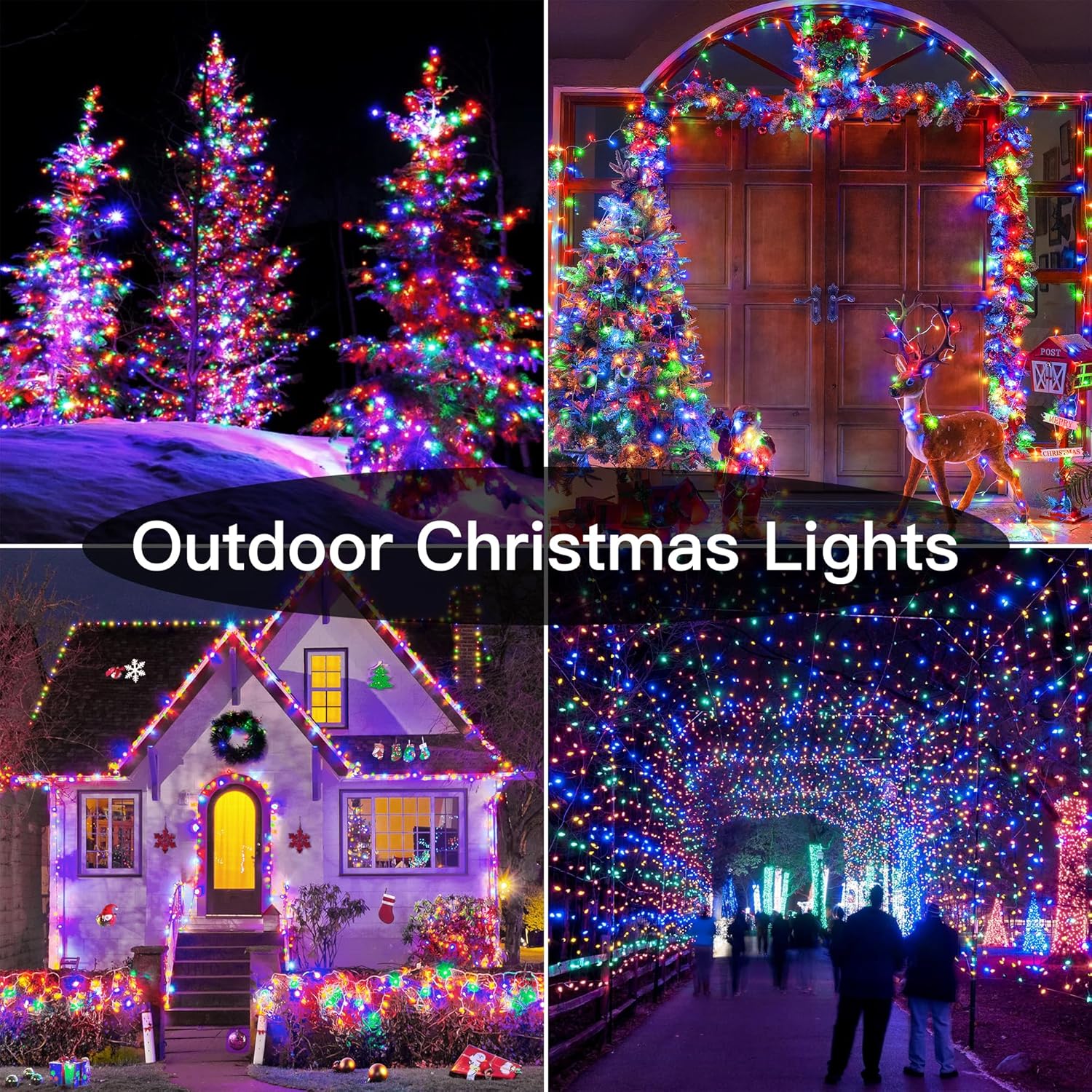 Luces de Navidad de 197 pies, 600 luces LED para exteriores, impermeables, 8 modos de iluminación, cadena de luces con control remoto y